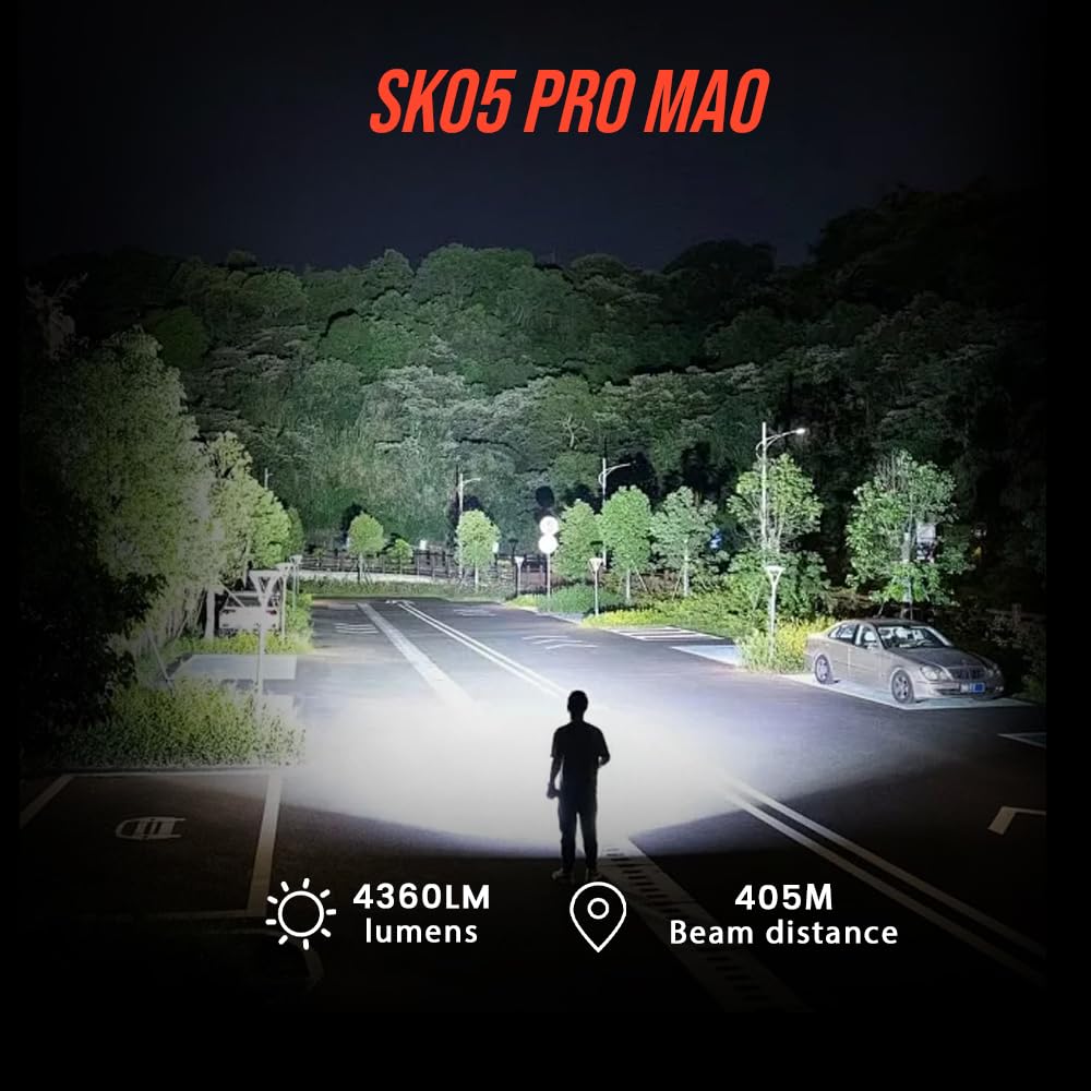 LOOP GEAR SK05 PRO Mao EDC Flashlight 4360 Lumens, 8000mAh Rechargeable LED Flashlight & Power Bank, 3-in-1 Lighting Modes (Floo
