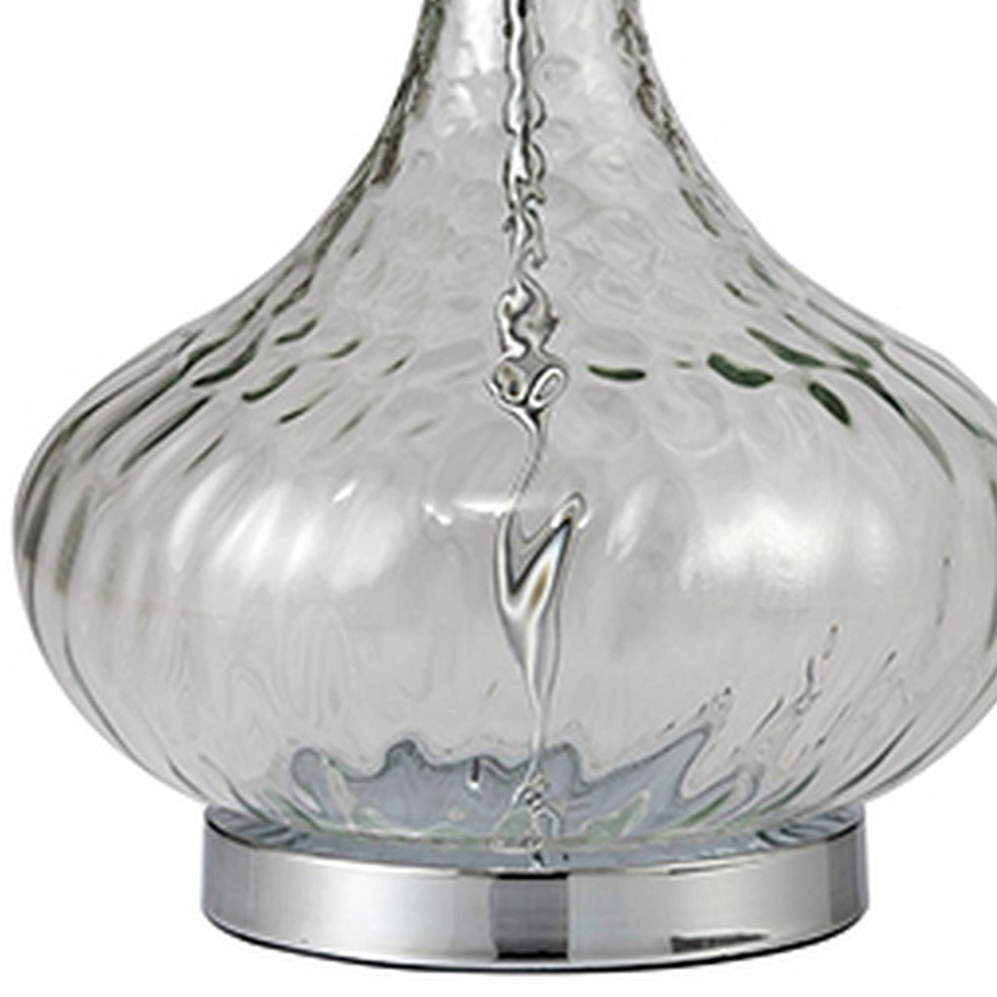 Benzara Table Lamp, Glass Body, Clear and White, Model BM240428