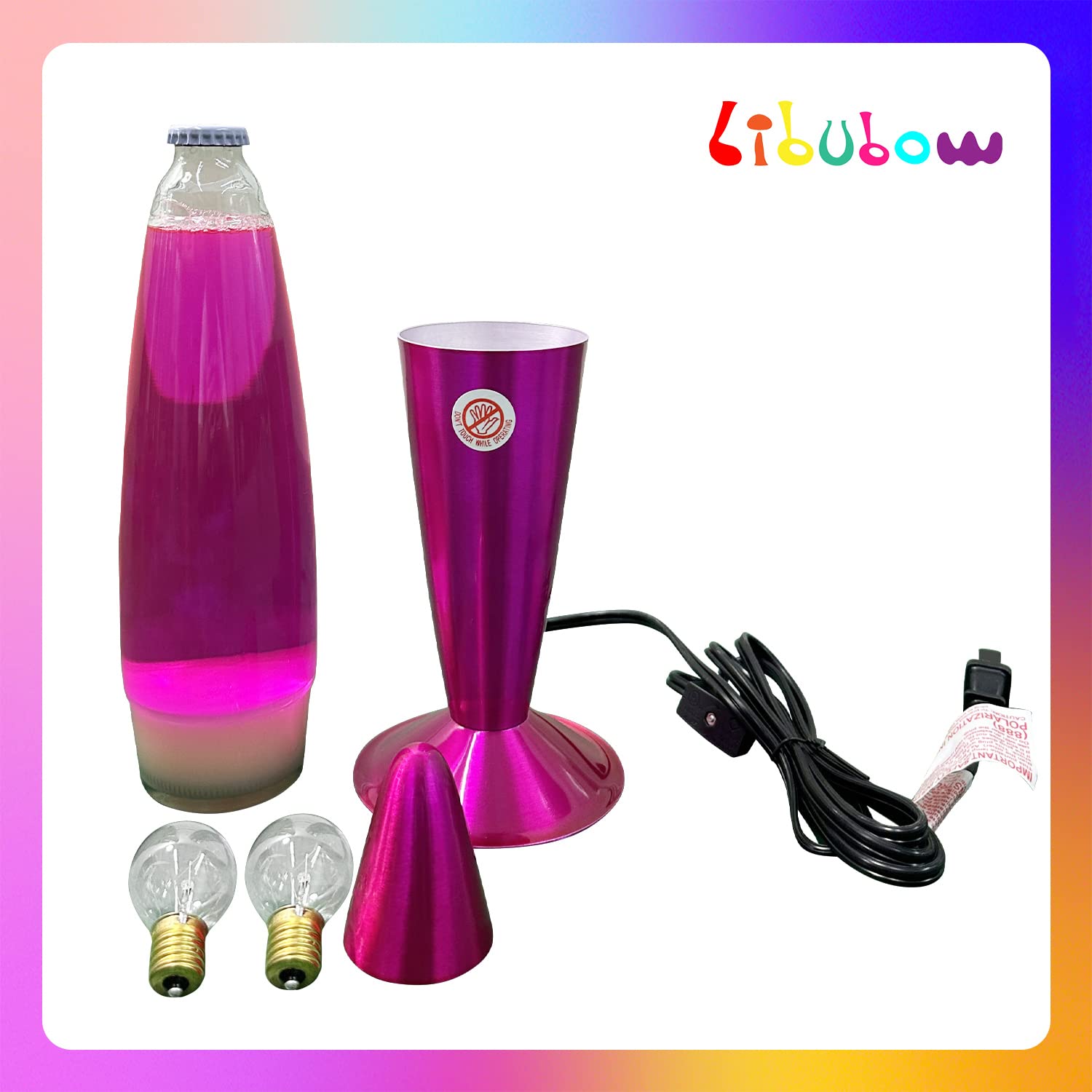 16 Inch Pink Magma Lamp, 2 Bulbs, Pink Lamp, White Wax Pink Liquid, Relaxing Nightlight Mood Lighting Home Decor Room Office Bed