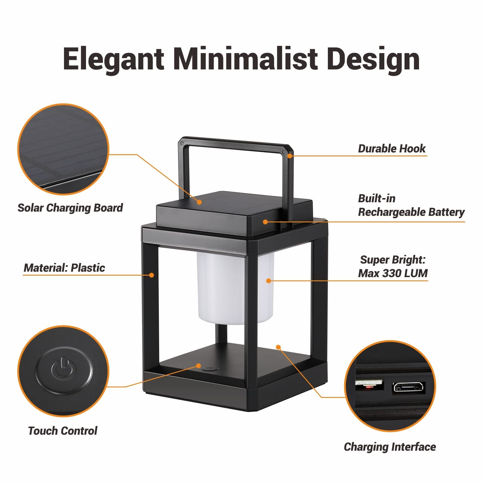 Letry Outdoor Table Lamp, Brightness Led Nightstand Lantern, Portable Rechargeable Solar Lamp Waterproof, Touch Control Outdoor Lamps Cordless Lights Decorative For Patio/Walking/Reading/Camping