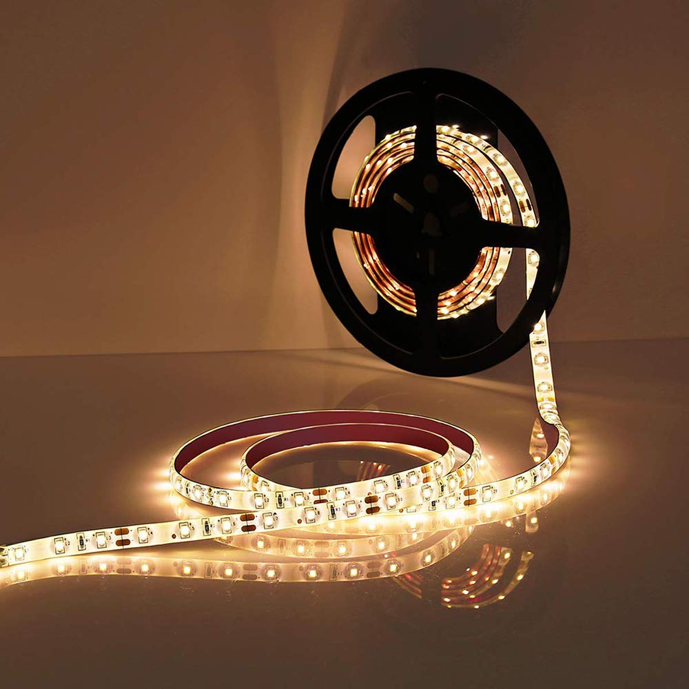 Velain 12V LED Strip Light, 16.4ft Waterproof Flexible Rope Light, 300 LEDs, Warm White, Plastic