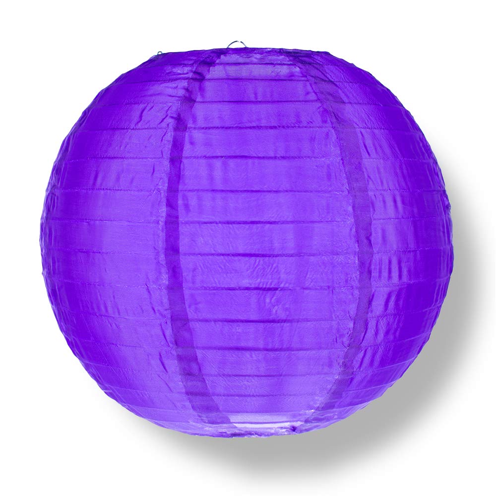 Quasimoon Paperlanternstore.Com 4 Inch Royal Purple Round Nylon Lantern, Even Ribbing, Hanging Decoration (10 Pack)