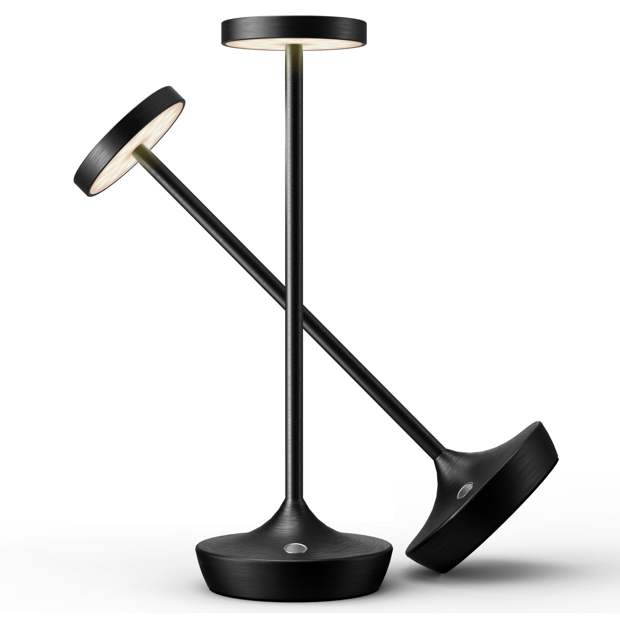 Willdoak Cordless Table Lamp - 6000Mah Rechargeable Led, Dimmable, Waterproof, 2 Black