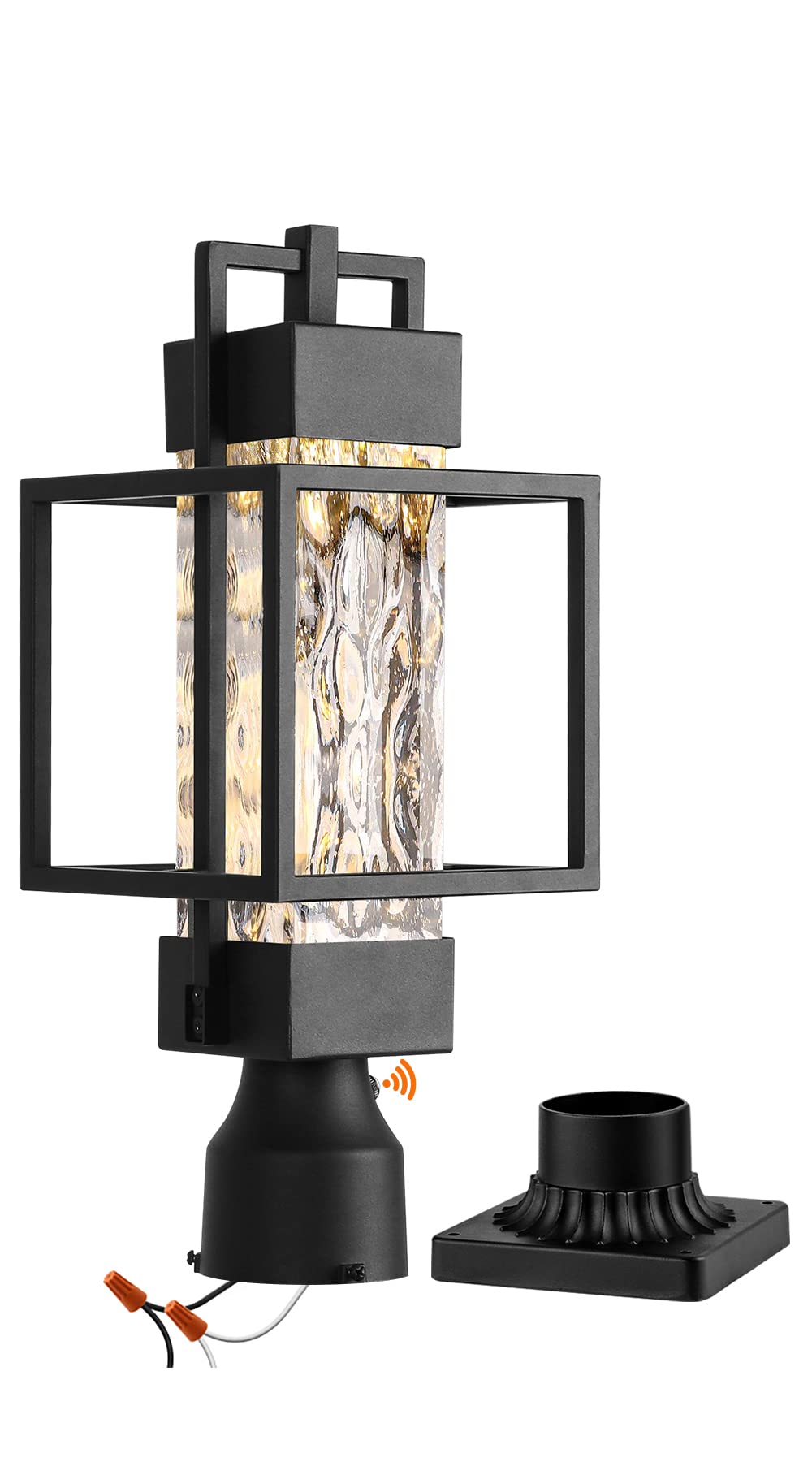 PARTPHONER 18in Outdoor Post Light Fixture, Waterproof Aluminum, Matte Black, Model PAPO034AB1