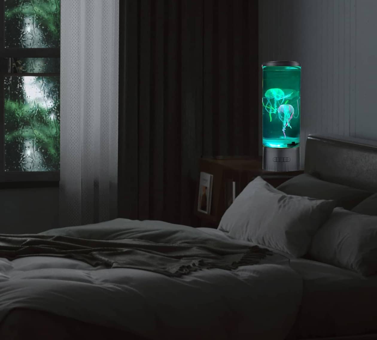 CALOVER Jellyfish Night Light Lamp with Bluetooth Speaker, Extra Large, White Noise, Model BH-BTV01, Synthetic Material, Mood Lamp