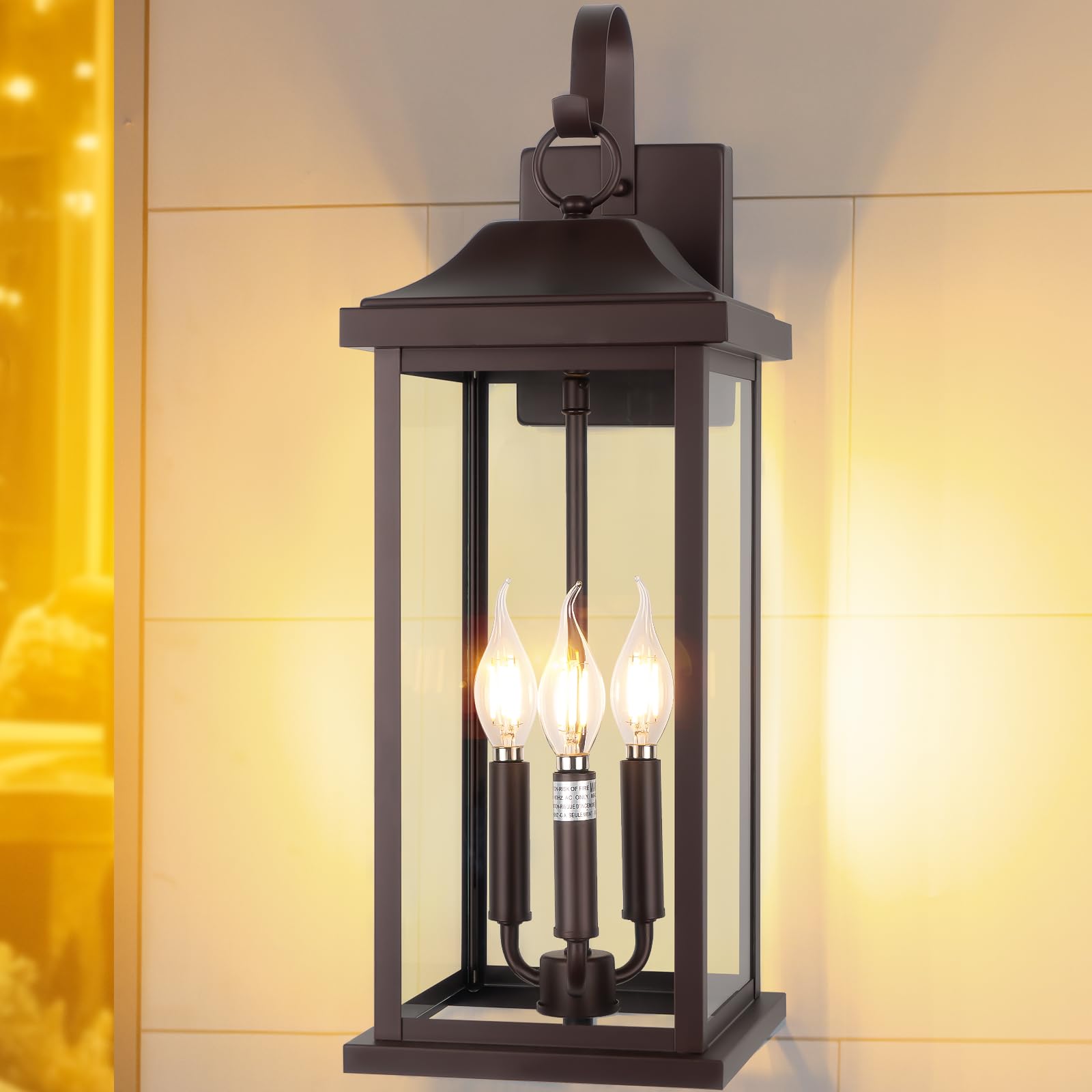 Roravilila 3-Light Outdoor Light Fixtures, 23” Vintage Bronze, IP65 Waterproof, 2-Pack, Front Porch Lanterns, Model RORAVILILA-534E87F