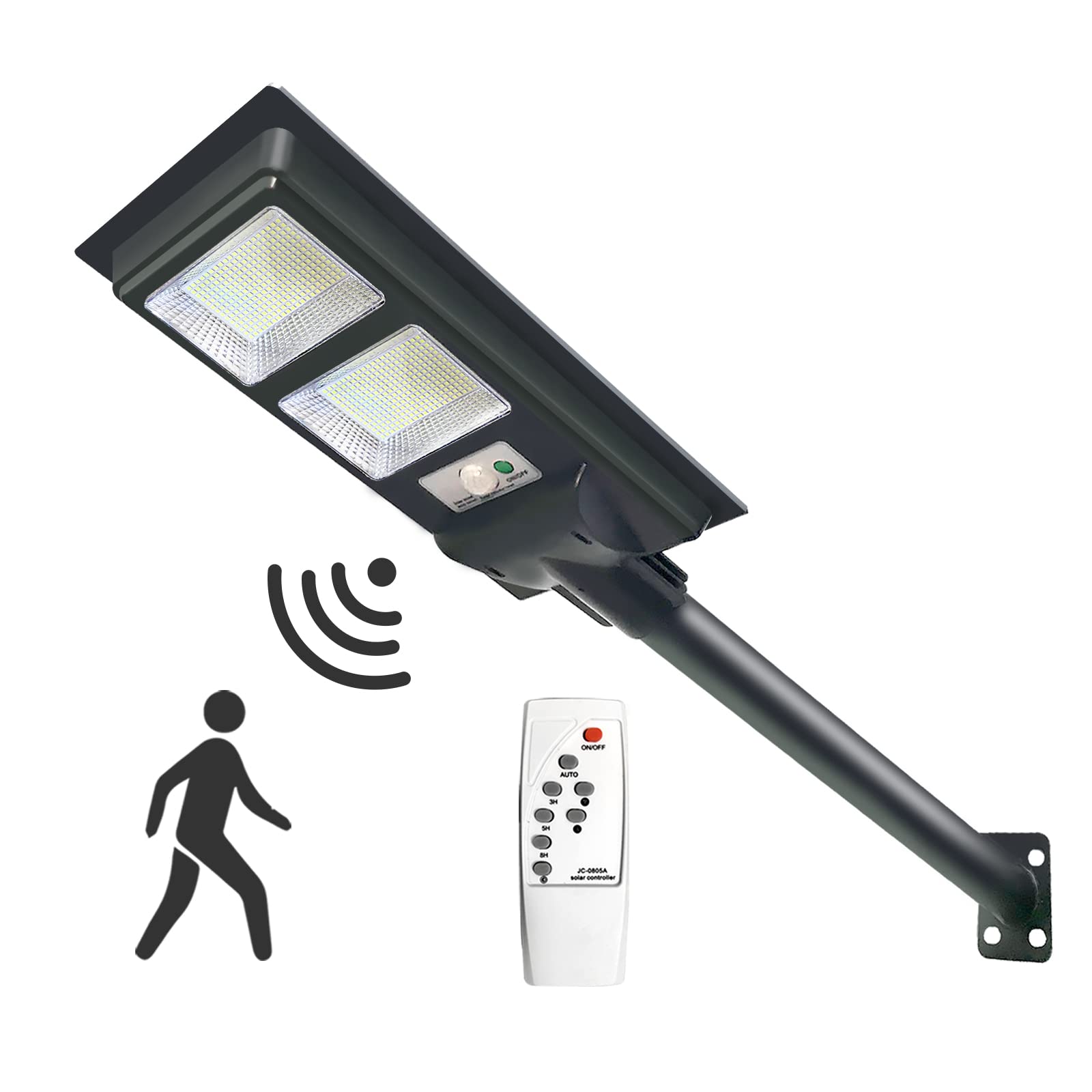 Wstan 6000LM 200W Solar Street Light Outdoor, 568LED Super Bright Solar Flood Lights, with Light Control & PIR Motion Sensor, Du