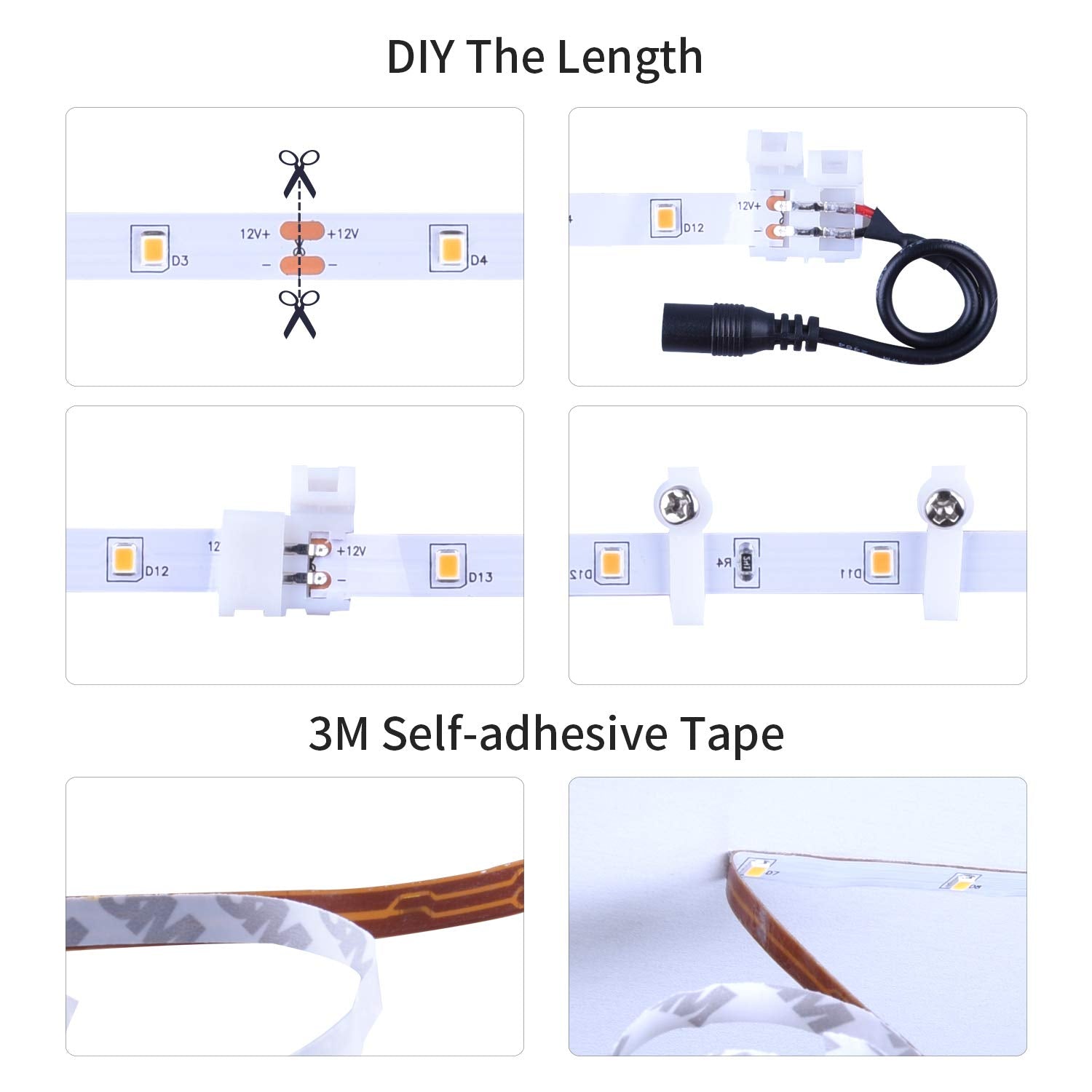 ollrieu LED Strip Lights 50ft Warm White Dimmable 3000K, 900 LEDs, Flexible Lighting for Bedroom & Home Decoration