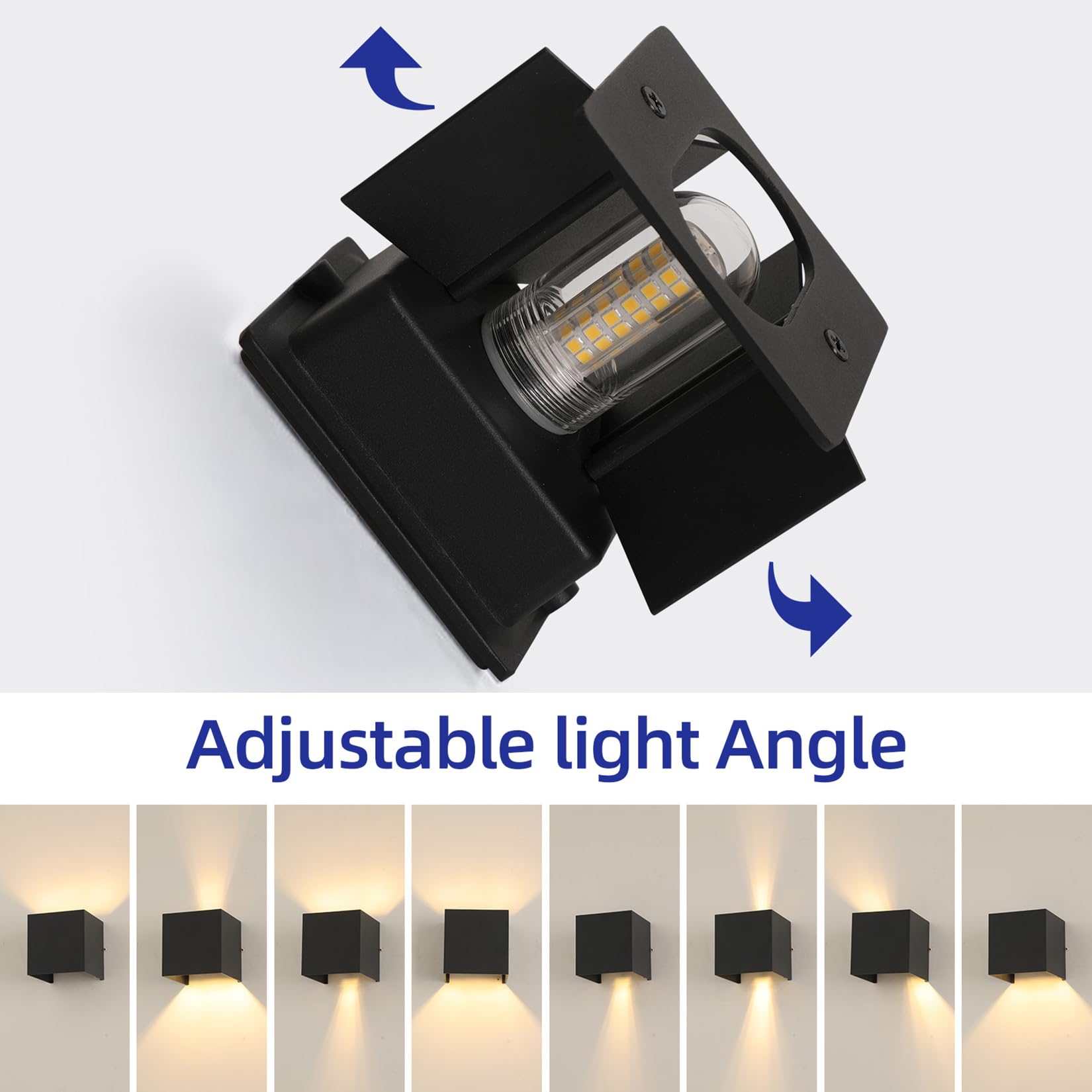 2 Pcs G9 Outdoor Wall Lights Exterior/Interior Wall Sconces Up And Down Lights Ip65 Waterproof Modern Outdoor Lighting Square Al
