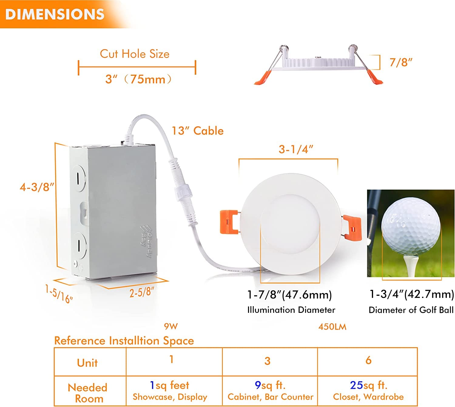 CLOUDY BAY 3 Inch Ultra Thin LED Recessed Light, 12 Pack, 5 Color Temperature, IC Rated, Aluminum+Plastic, Canless Wafer Downlight