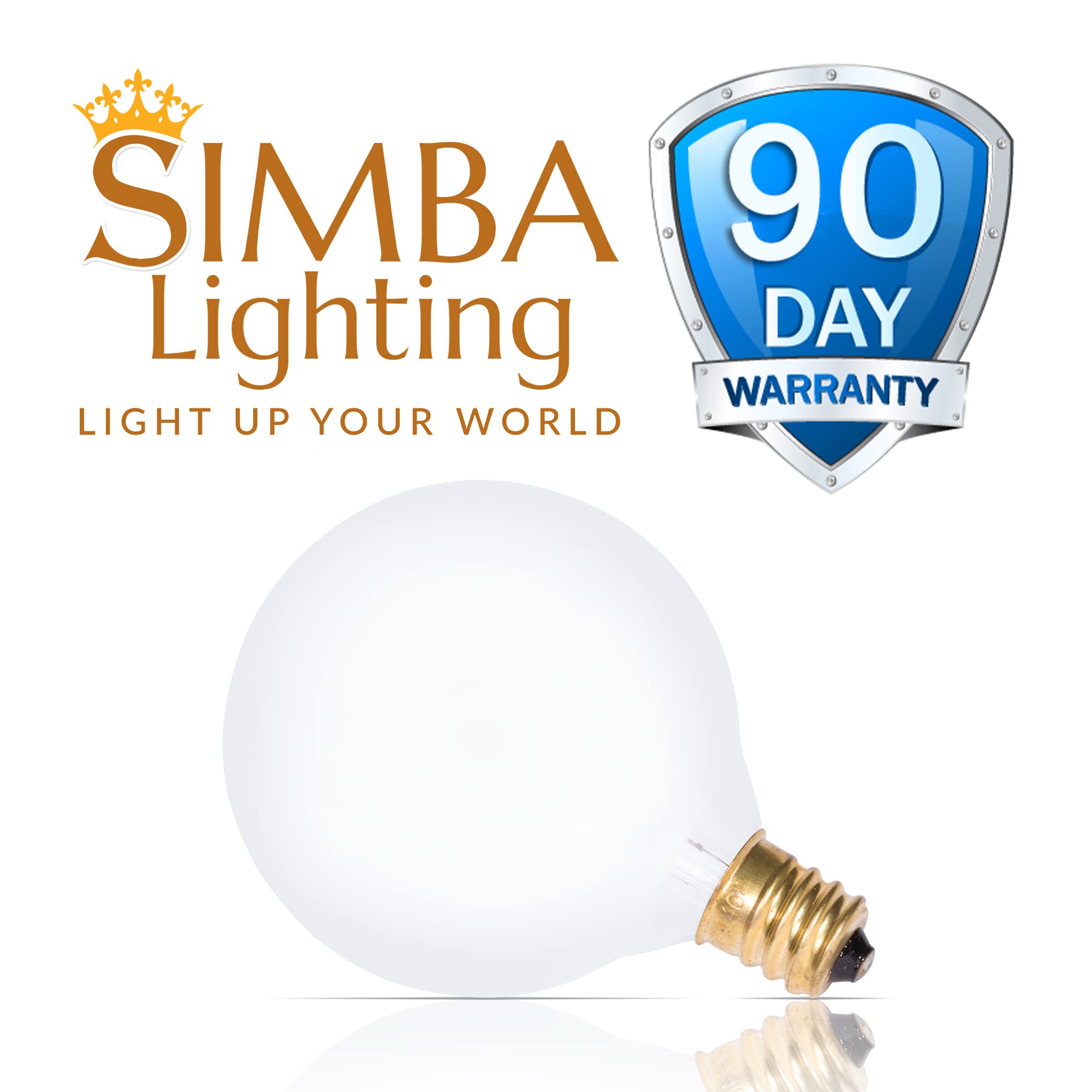 Simba Lighting G16.5 Frosted Glass 40W Round Bulb (10 Pack) E12 Candelabra Base, Warm White Dimmable for Chandelier & Vanity Lights