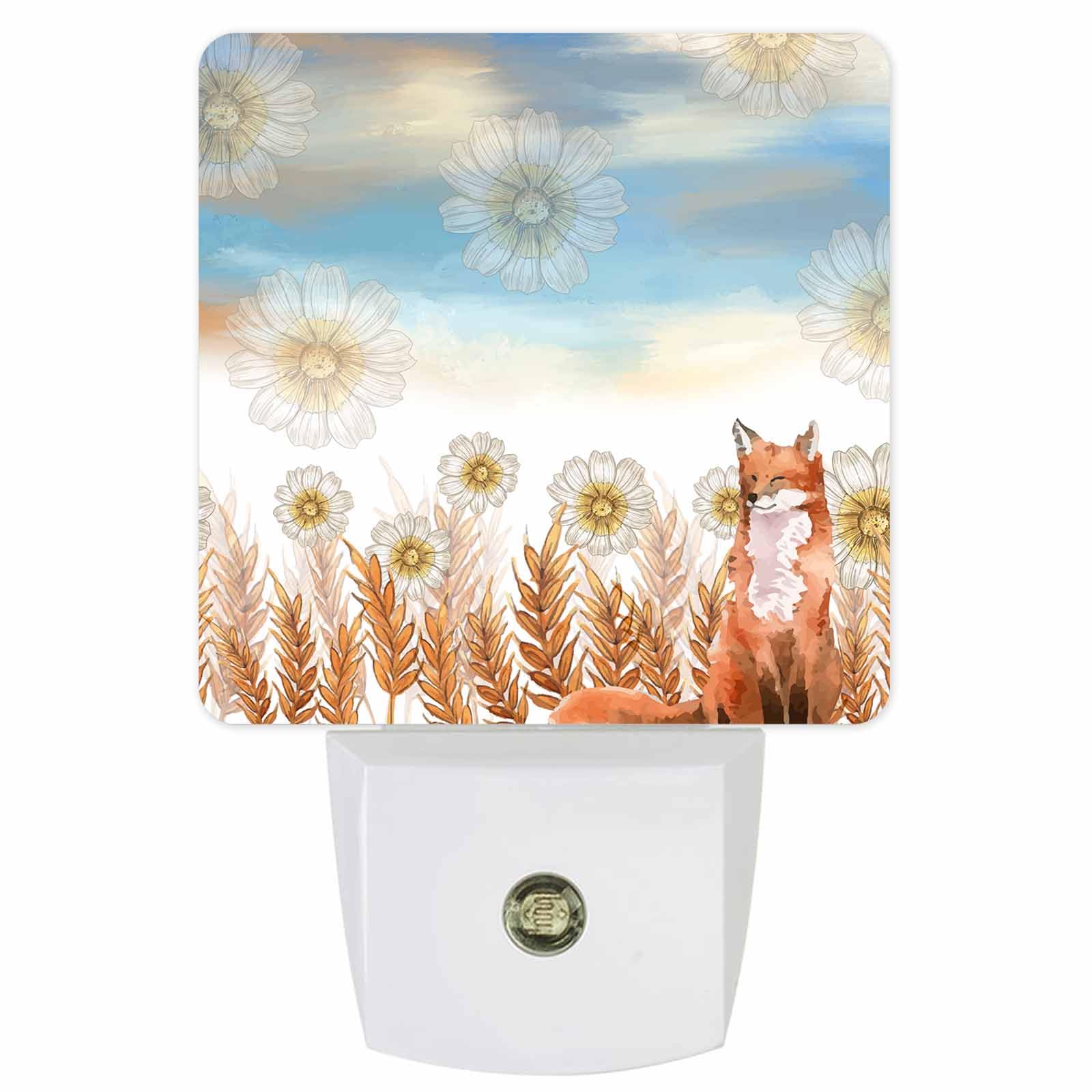 Fall Night Lights Auto Sensor Fox Plug-in LED Nightlights Dusk to Dawn for Living Room, Bedroom, Bathroom, Kitchen, Hallway, Sta