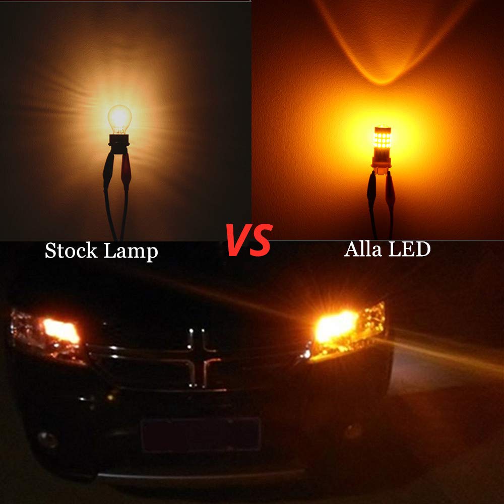Alla Lighting T25 Wedge LED Bulbs Amber Yellow Turn Signal Lights 3156/3157/3457/4157 Model Alla-3157-2835-39Y