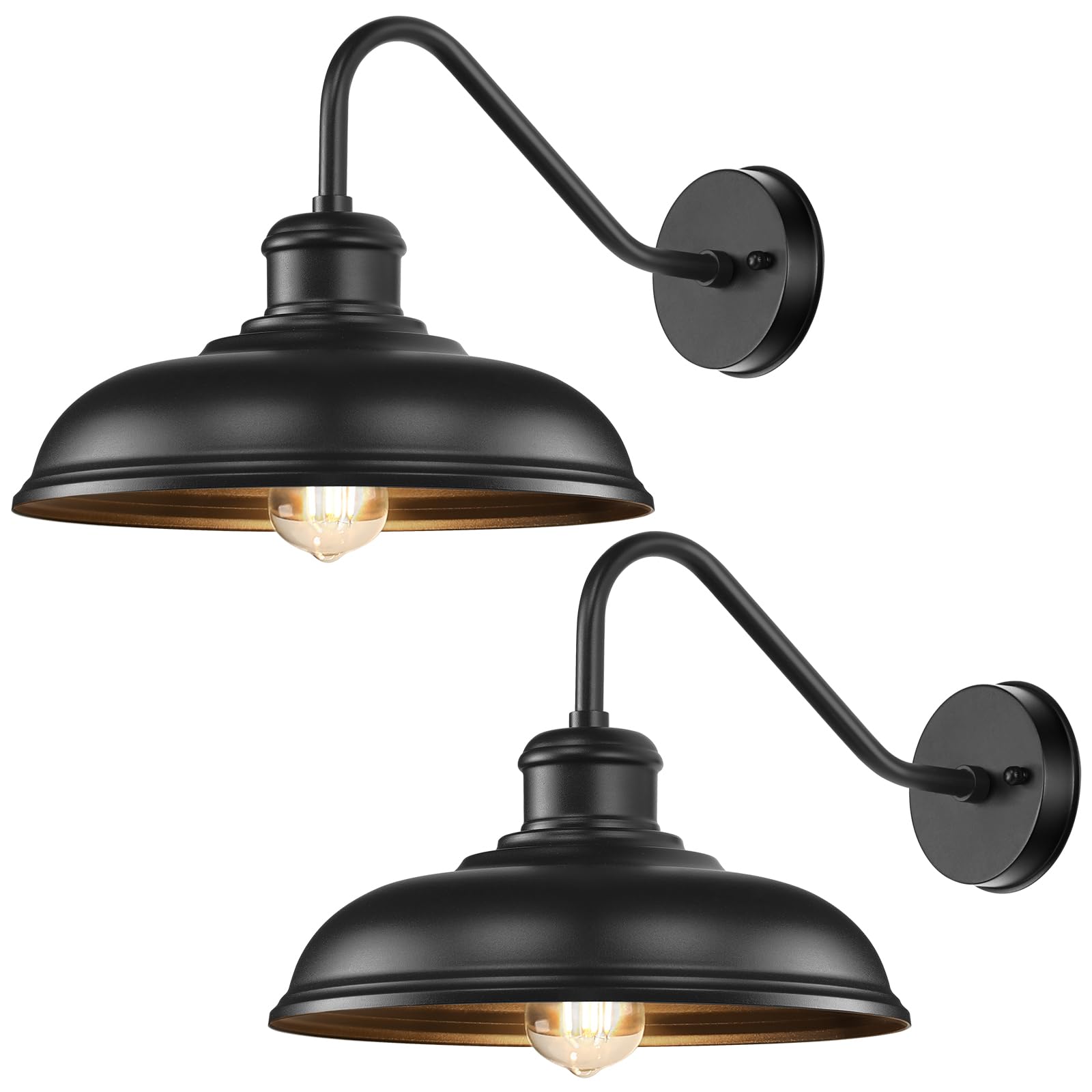 17.25    Outdoor Wall Light Fixtures 2-Pack, Farmhouse Black Barn Lights, Gooseneck Exterior Lighting Fixtures Wall Mounted, Por