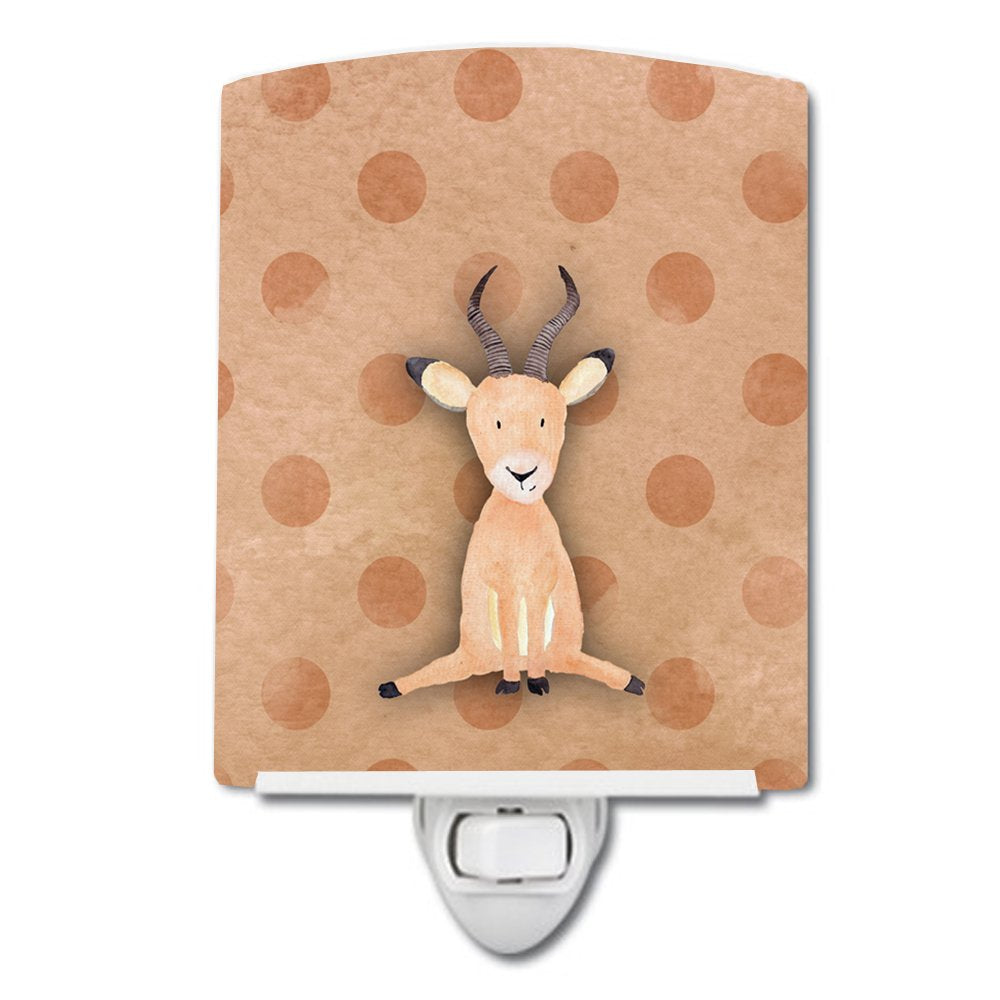 Carolines Treasures BB7391CNL Polkadot Antelope Watercolor Ceramic Night Light Compact, ULCertified, Ideal for Bedroom, Bathro