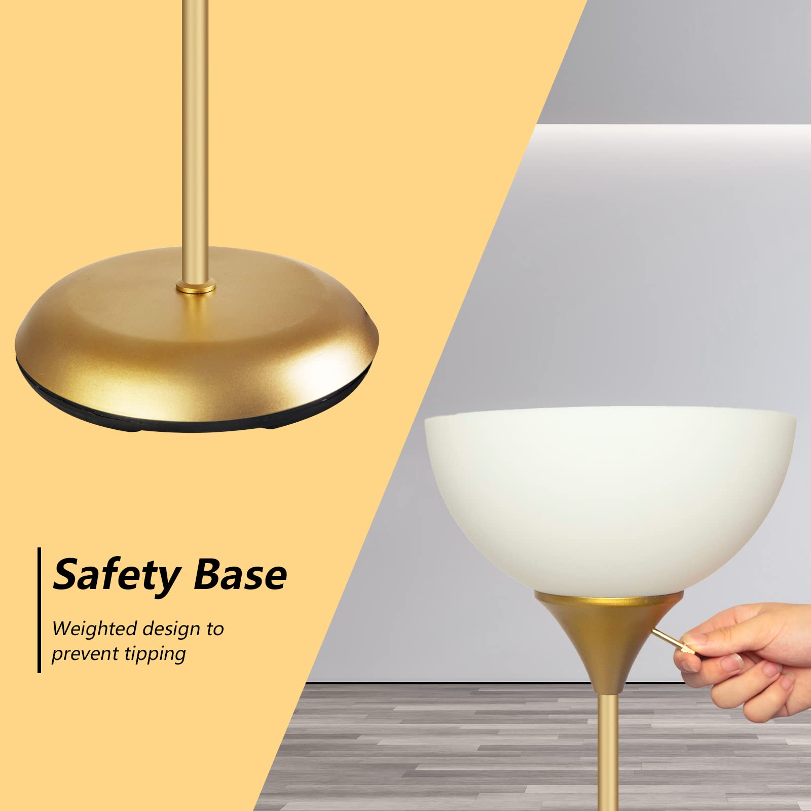 Floor Lamp For Living Room, Standing Lamp For Bedroom, Drop-Resistant White Lampshade, Standing Lamp For Bedroom Study Office Ho