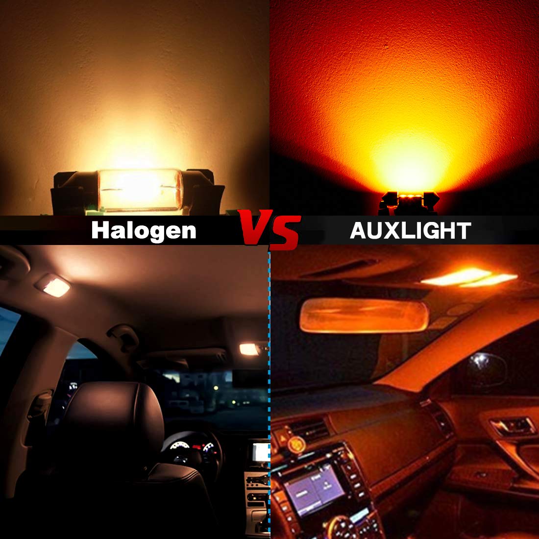 AUXLIGHT LED Interior Light Bulbs, Amber Yellow, 41MM, Error Free, 6SMD Chips, Pack of 6