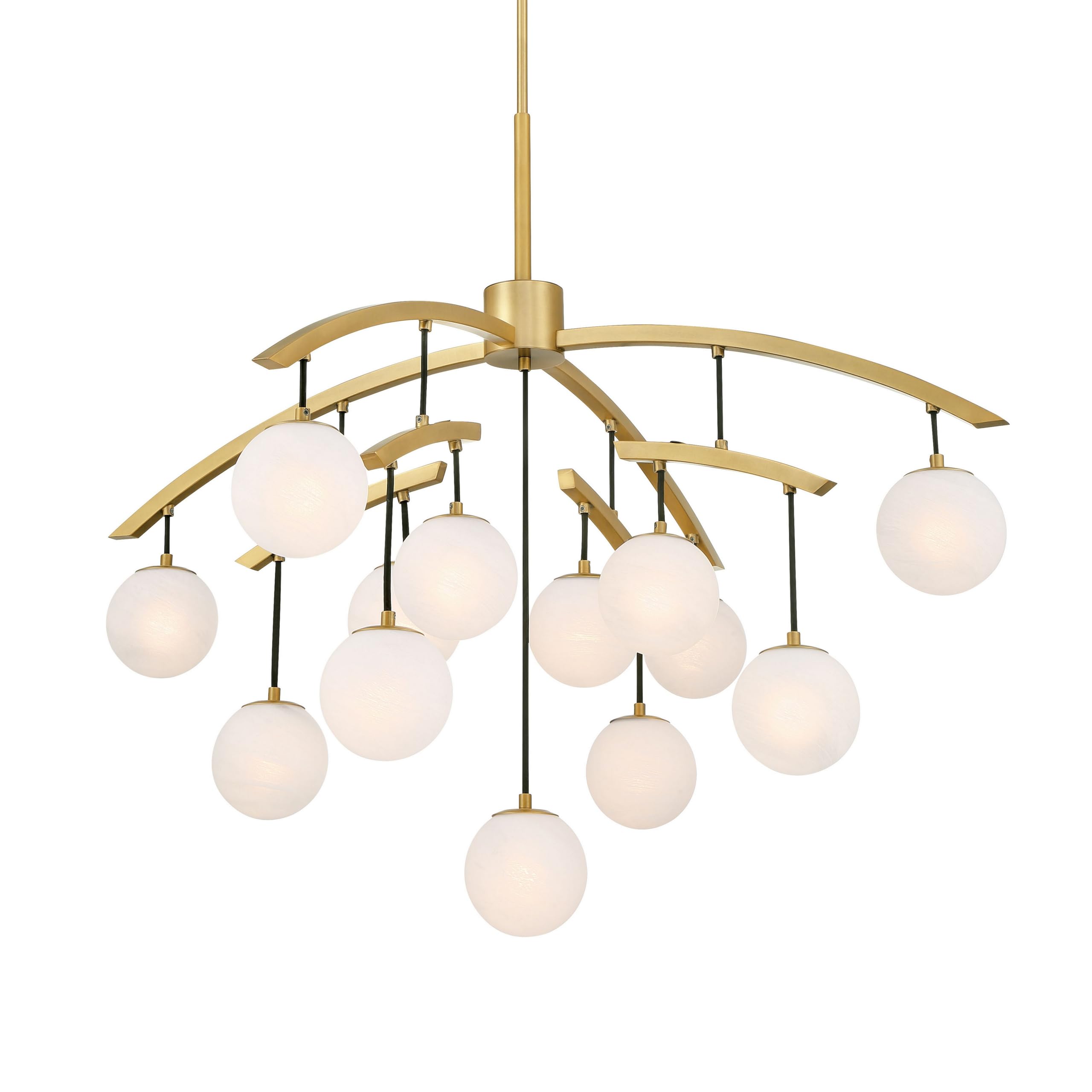 Minka Lavery 3748-732 Curven 13 Light 42 Wide Abstract Globe Chandelier - Legacy Brass with Etched Alabaster Glass
