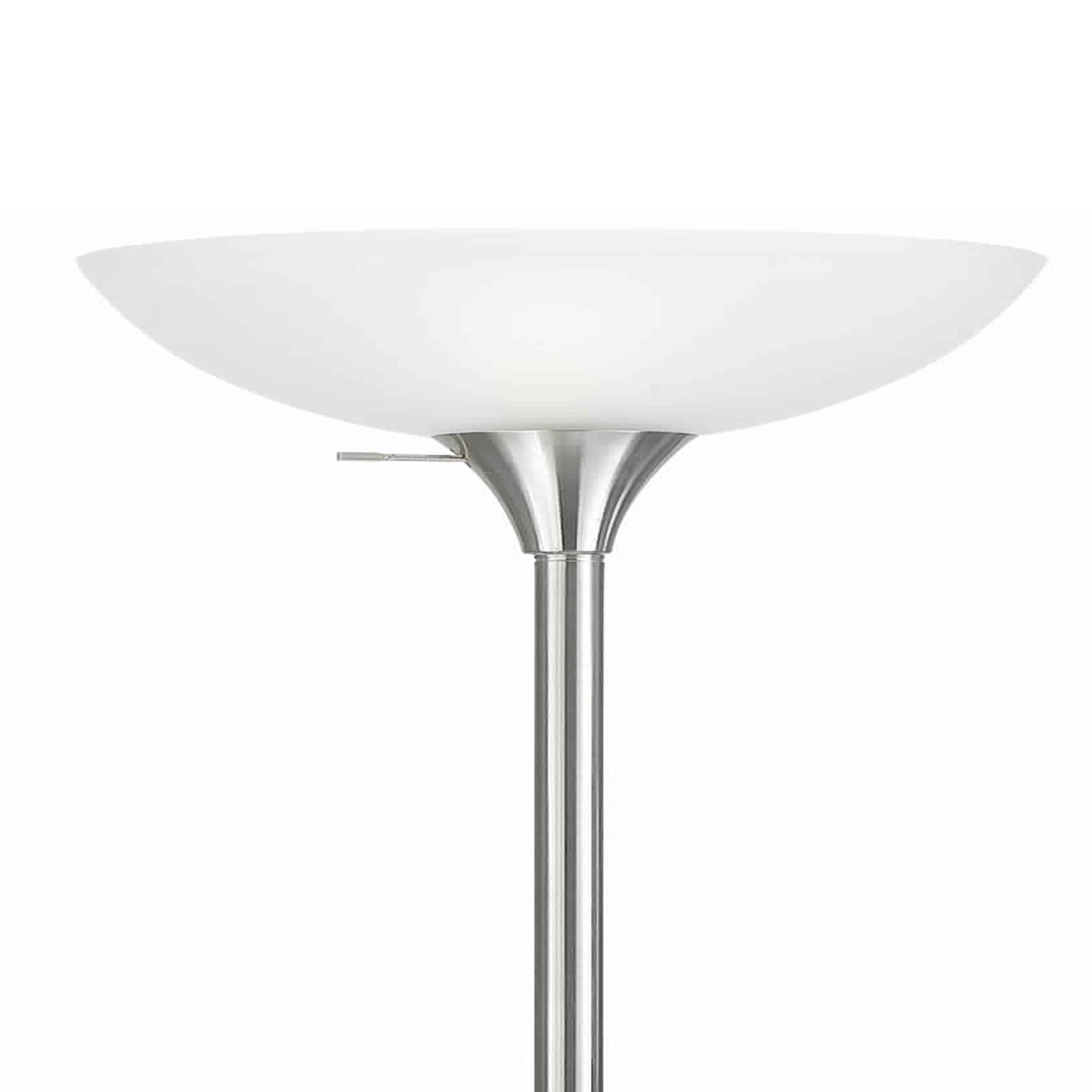 Benzara 3 Way Torchiere Floor Lamp, Frosted Glass Shade, Metal, White, Model BM223598