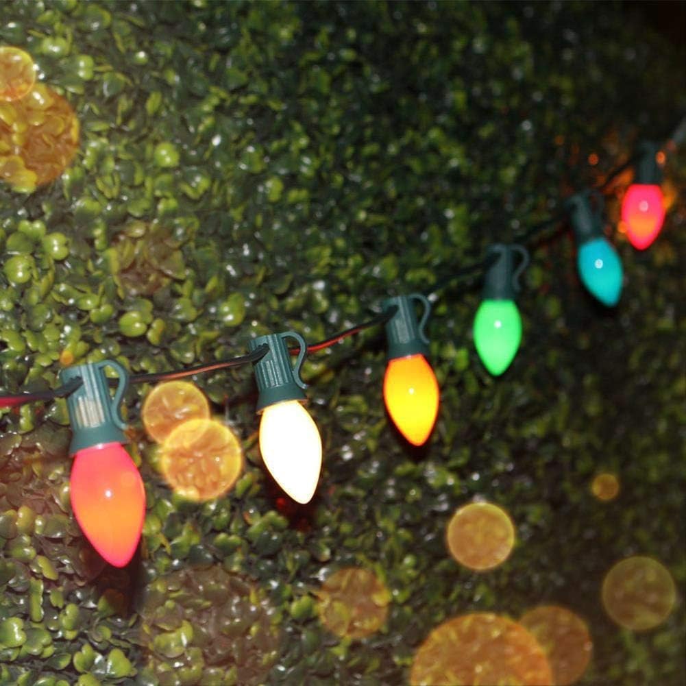 C7 Christmas Lights, 25Ft Ceramic Vintage Christmas Lights With 25 Multicolor C7 Bulbs, Hanging Outdoor Christmas Lights For Chr