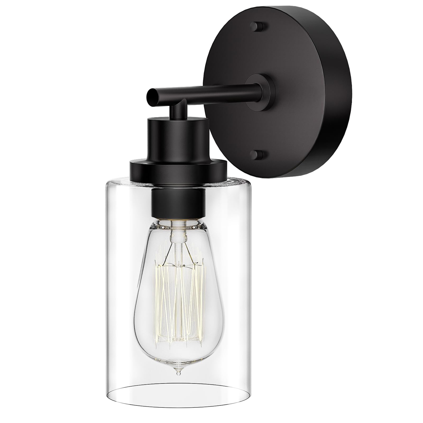 Buthy Black Wall Sconce Light: Modern Wall Sconces Indoor, Led Wall Light Fixtures With E26 Base And Clear Glass Shade, Sconces Wall Lighting For Hallway, Bedroom, Living Room, And Mirror