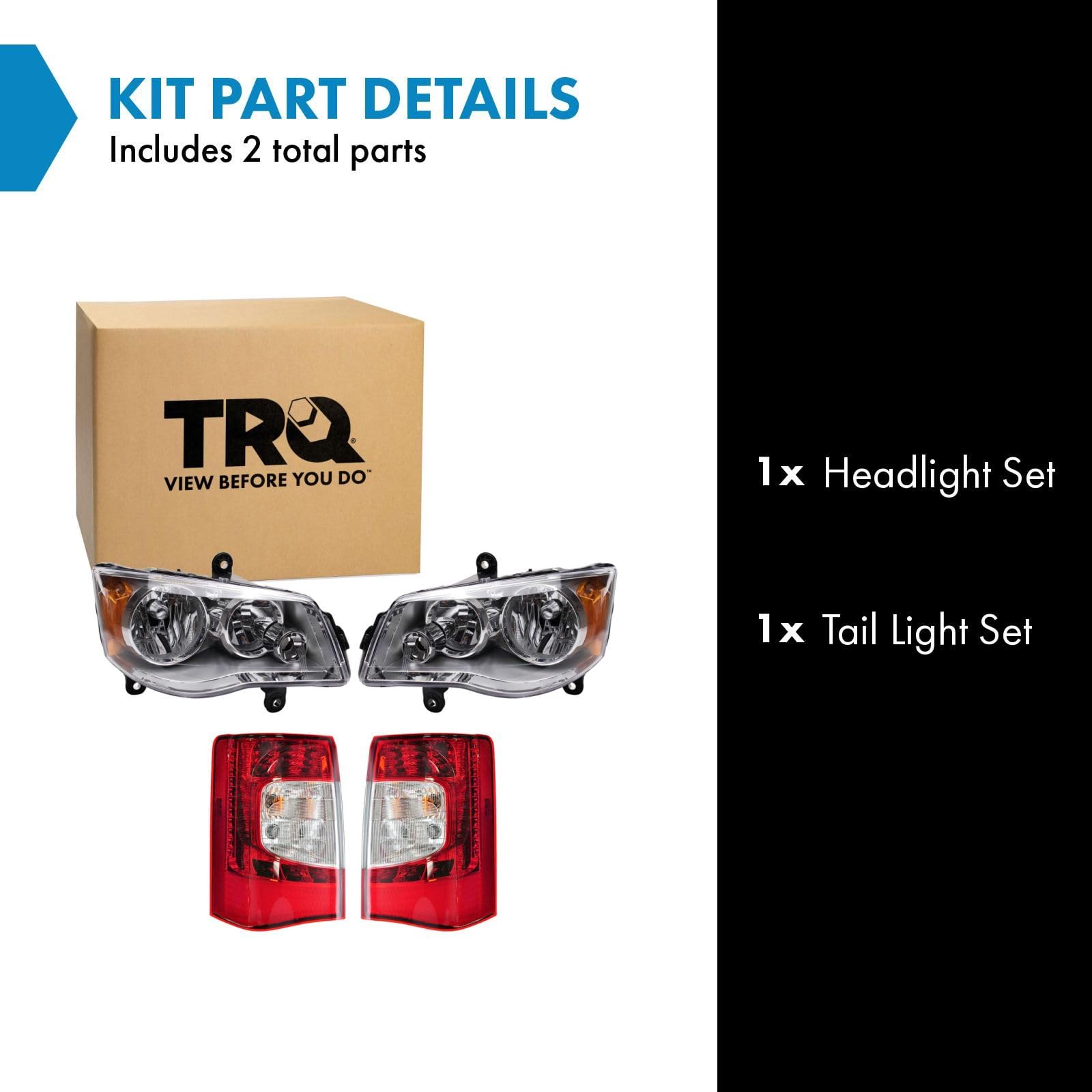 Trq Lighting Kit Driver & Passenger Side Compatible With 2011-2016 Chrysler Town & Country Ch2502192 Ch2503192 Ch2800198 Ch2801198