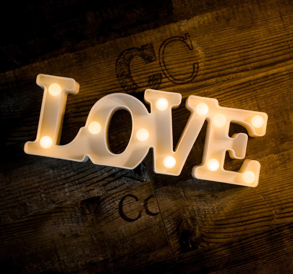 MUMUXI Marquee Light Up Letters | Battery Powered Light Up Love Letters | LED Marquee Letter Lights Ideal for Party Wedding Birthday Christmas Lamp Home Bar Decoration (Love)
