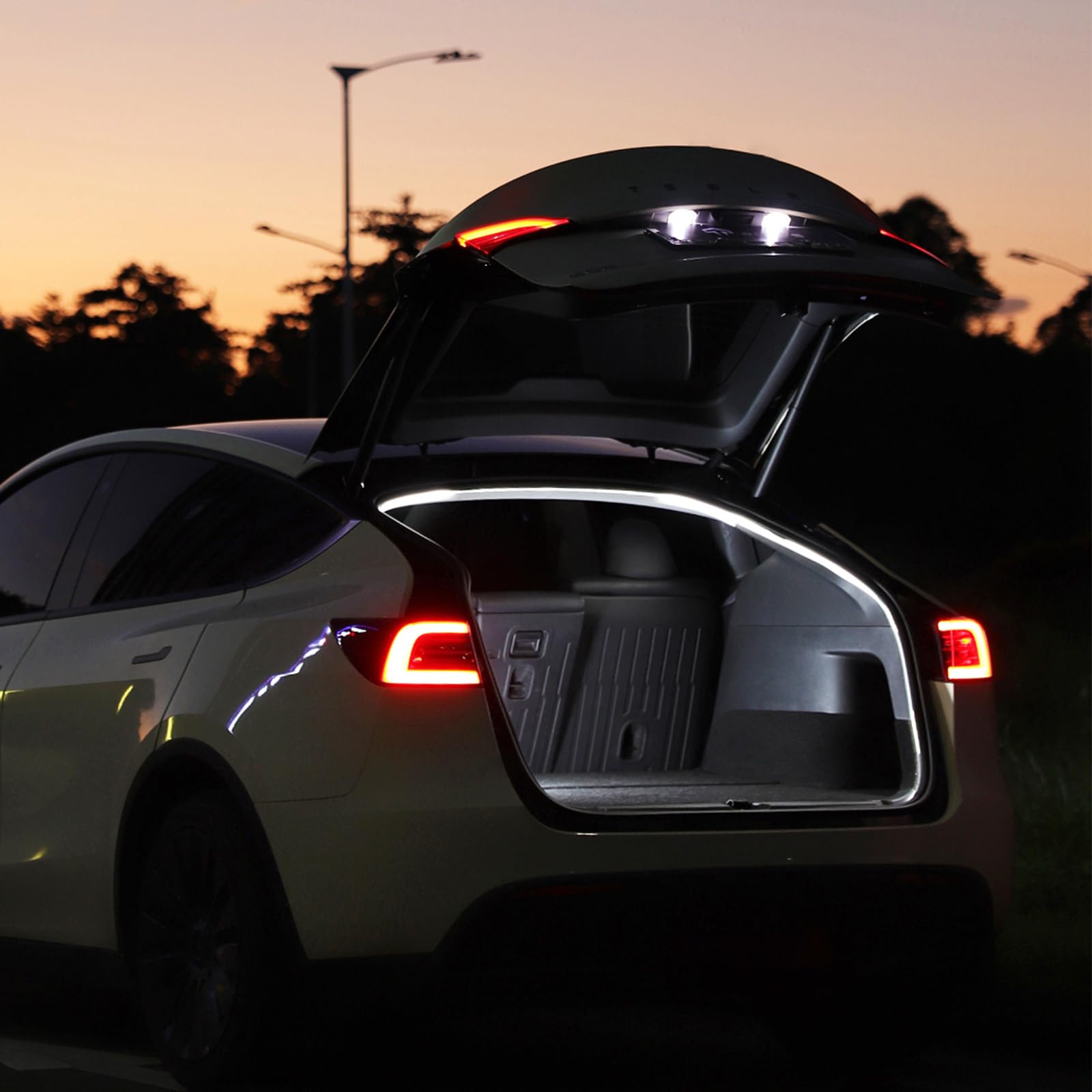 Tparts Trunk Led Light Strip For Tesla Model Y (Including New Model Y Juniper 2025+)  Silicone Waterproof Intelligent Dual-Color Switchable Interior Lighting Warm & Cool White (3000K&6000K)