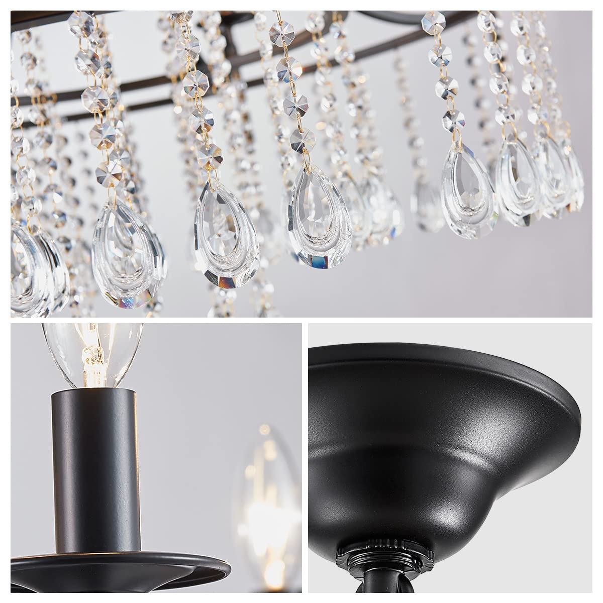 WUZUPS 12-Light Candle Chandelier Pendant Light, Black Metal Modern Fixture for Bedroom, Hallway, Kitchen, Living Room