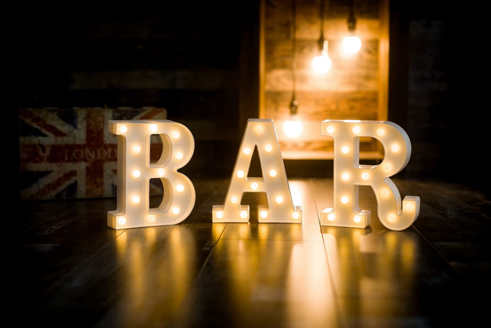 Foaky Led Letter Lights Sign Light Up Letters Sign For Night Light Wedding/Birthday Party Battery Powered Christmas Lamp Home Bar Decoration(R)