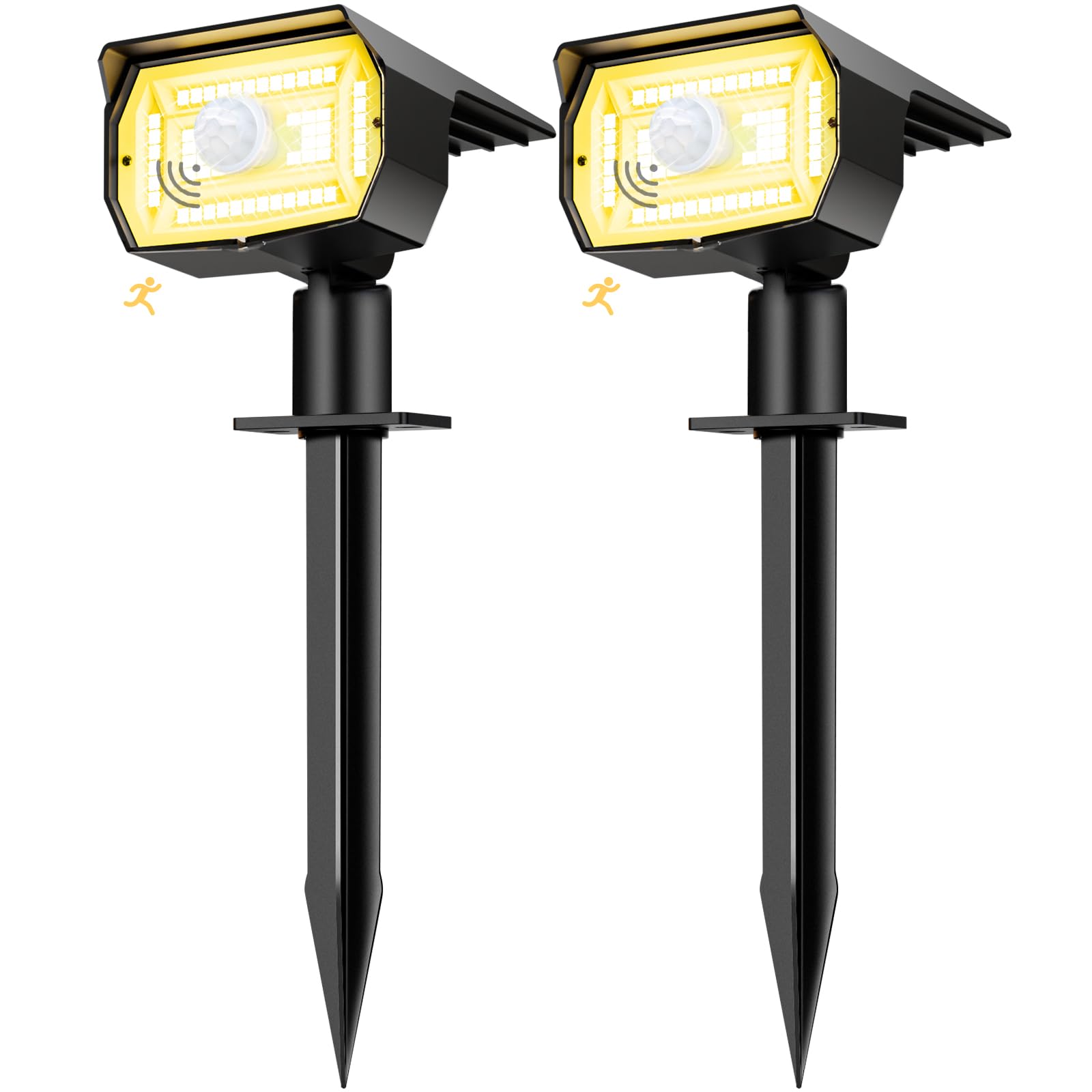 Solar Spot Lights Outdoor Motion Sensor With 3 Modes, [ 2 Pack ] Solar Spotlights Outdoor Waterproof 2-In-1 Auto On/Off Solar La