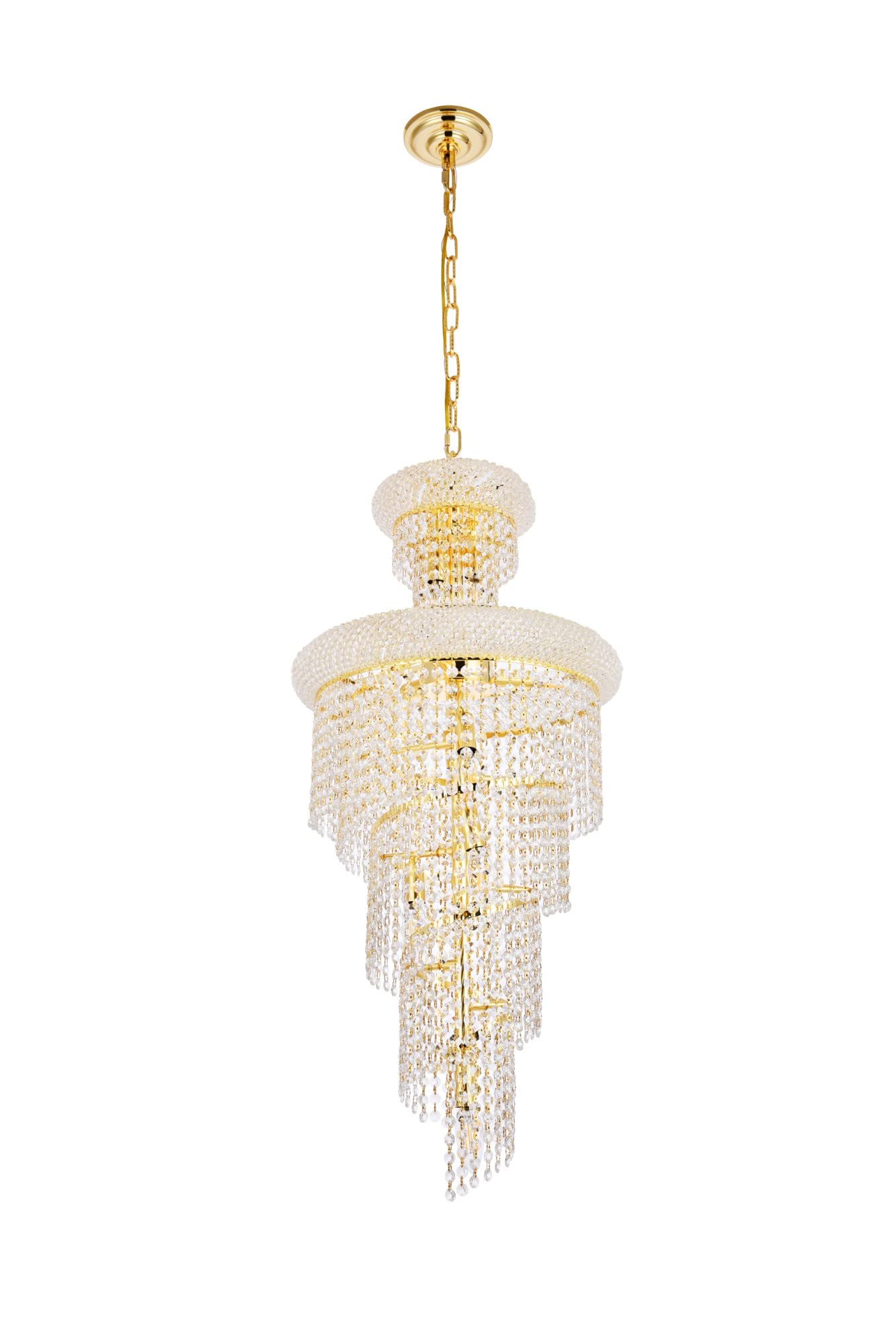Elegant Lighting 10-Light Spiral Hanging Fixture, Royal Cut Crystals, Chrome Finish, 16in - Model 1800SR16C/RC, Multicolor