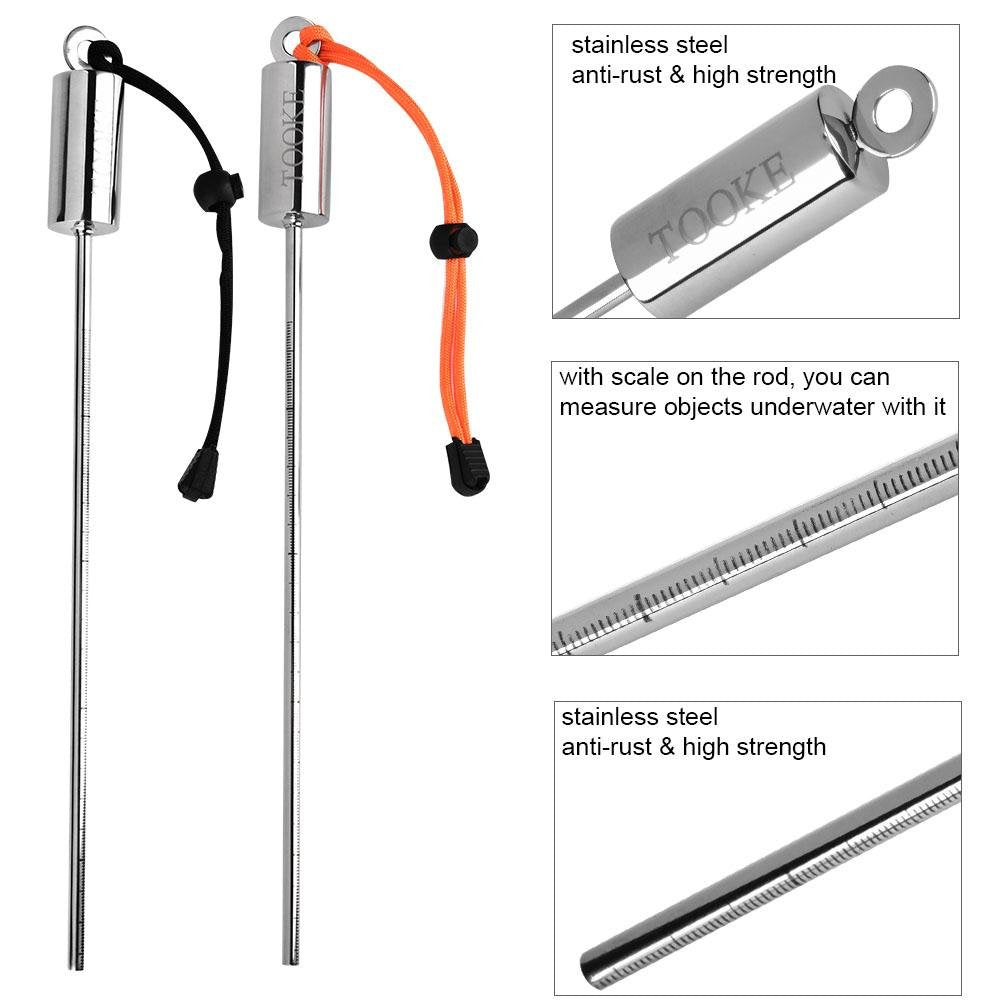 Alomejor Underwater Pointer Stick Rod with Lanyard Strap, Stainless Steel Diving Noise Maker, Orange