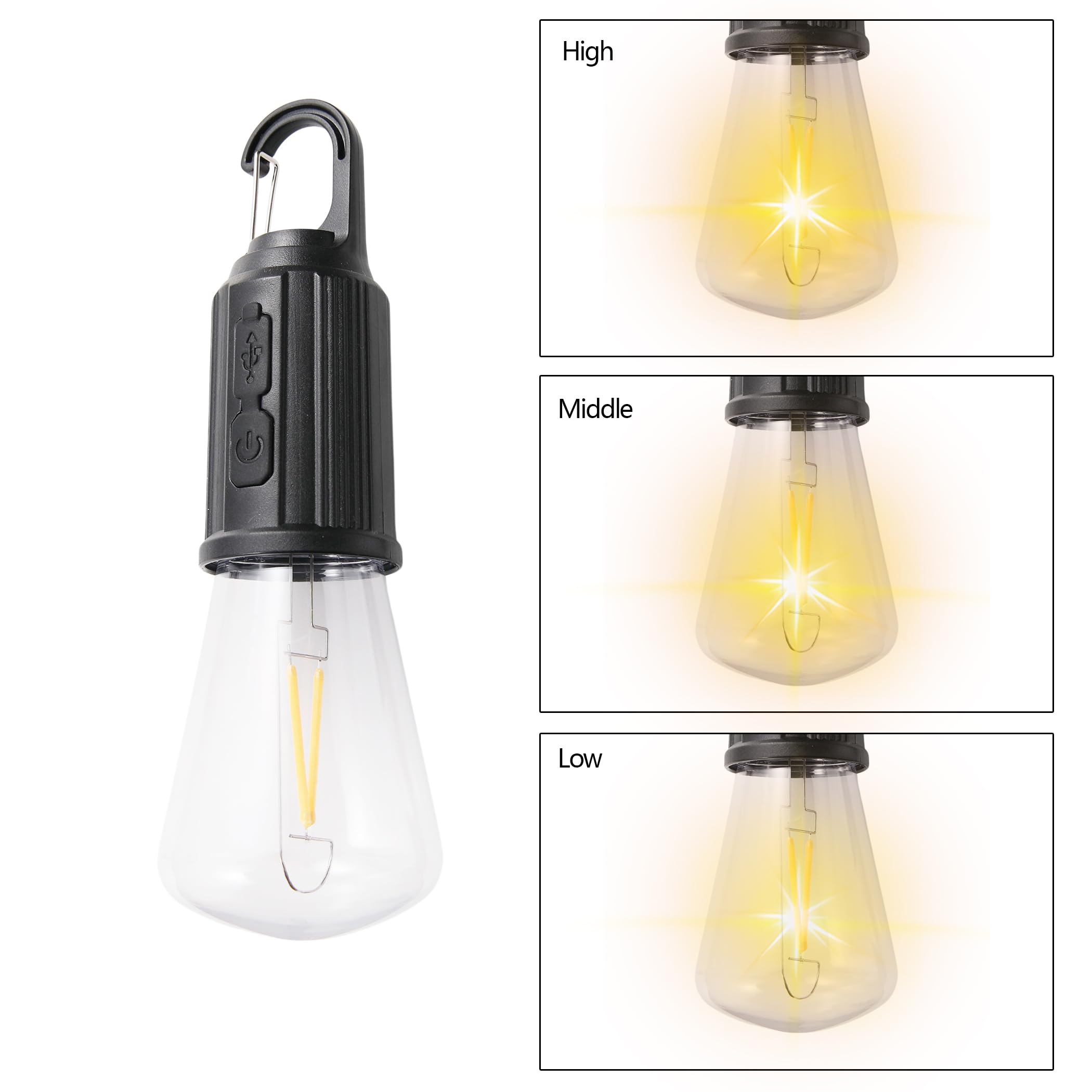 Vagocom 2Pcs Rechargeable Camping Light Bulbs Portable Led Camping Lanterns Hanging Tent Lamp With 3 Lighting Modes And Hook For Emergency  Hiking  Fishing  Backpacking Power Outages