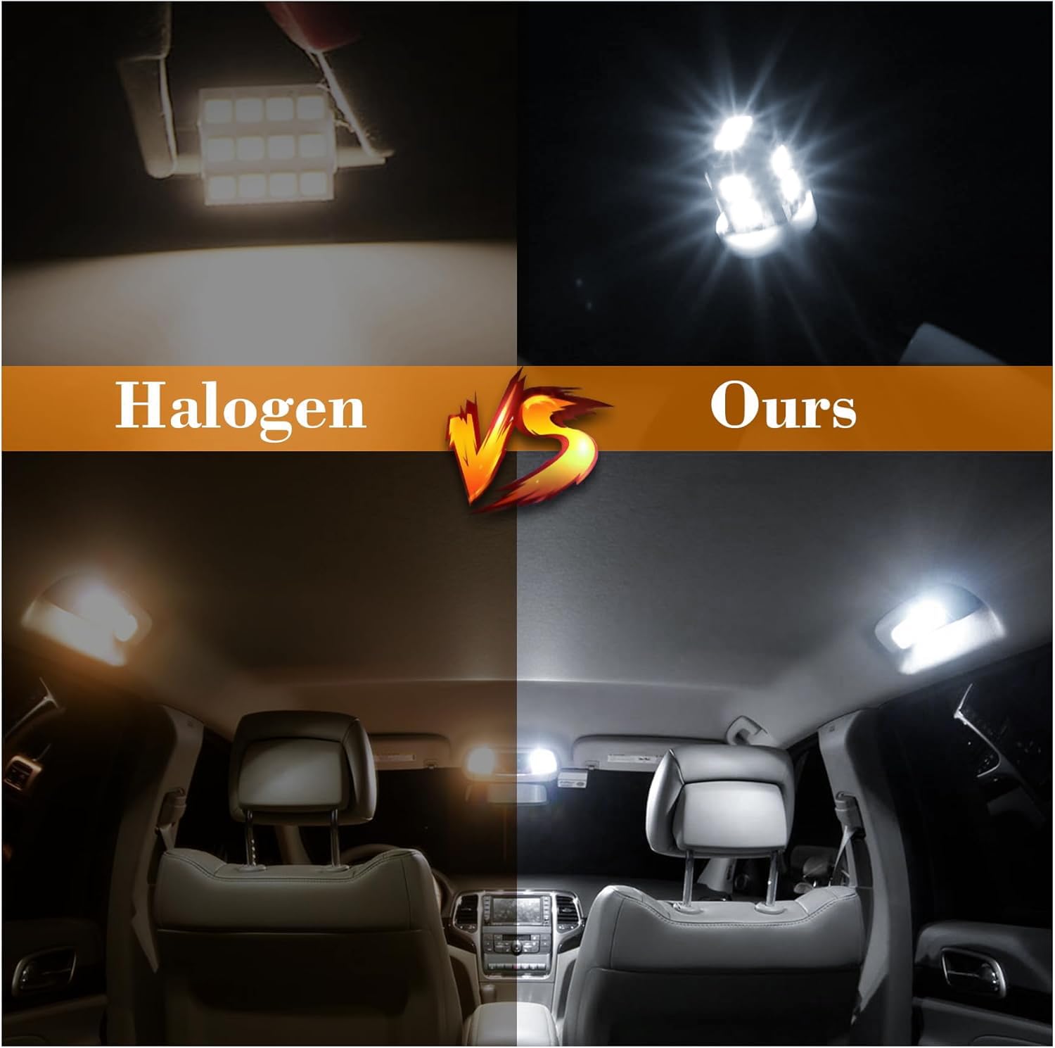 iFunyLED 24-Piece Dome Light LED Bulb Kit - Cool White Interior Replacement Lights for Car