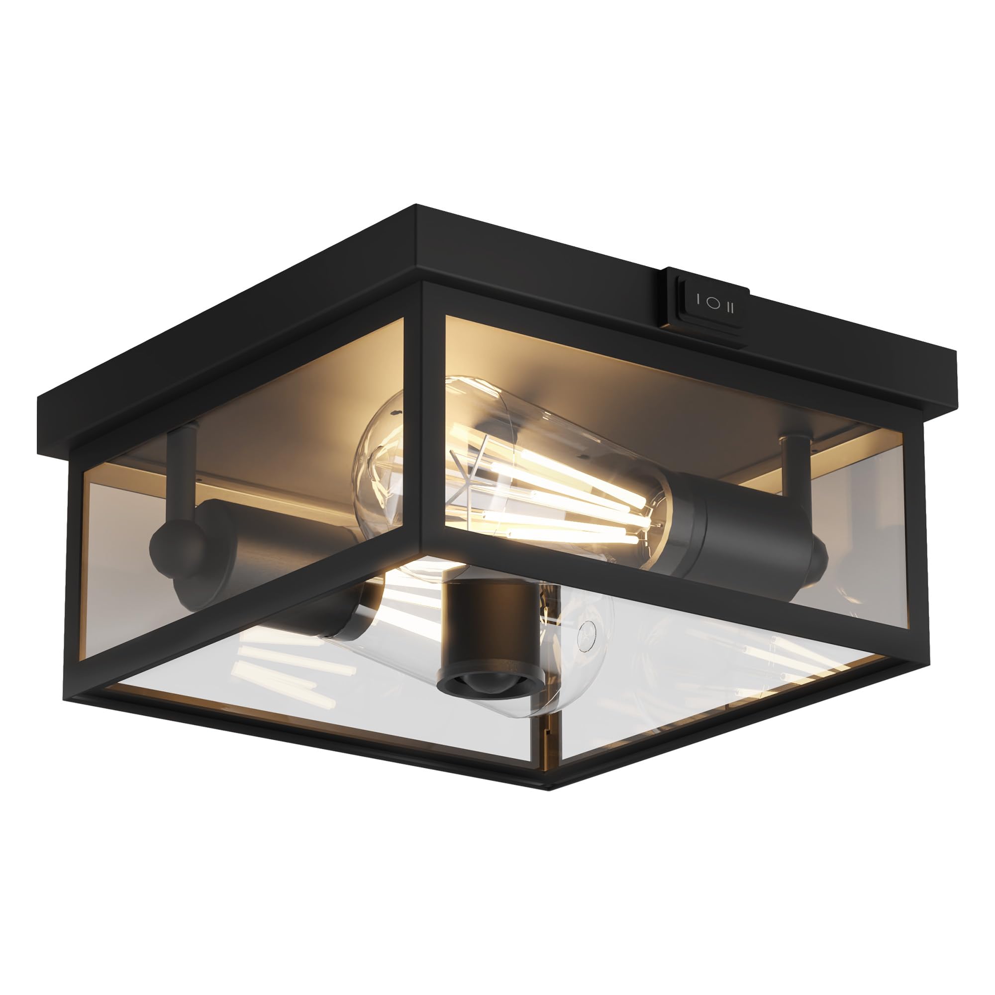 Outdoor Ceiling Light with Motion Sensor, Flush Mount Porch Ceiling Lights, Exterior Motion Activated Lights Fixture with Clear 