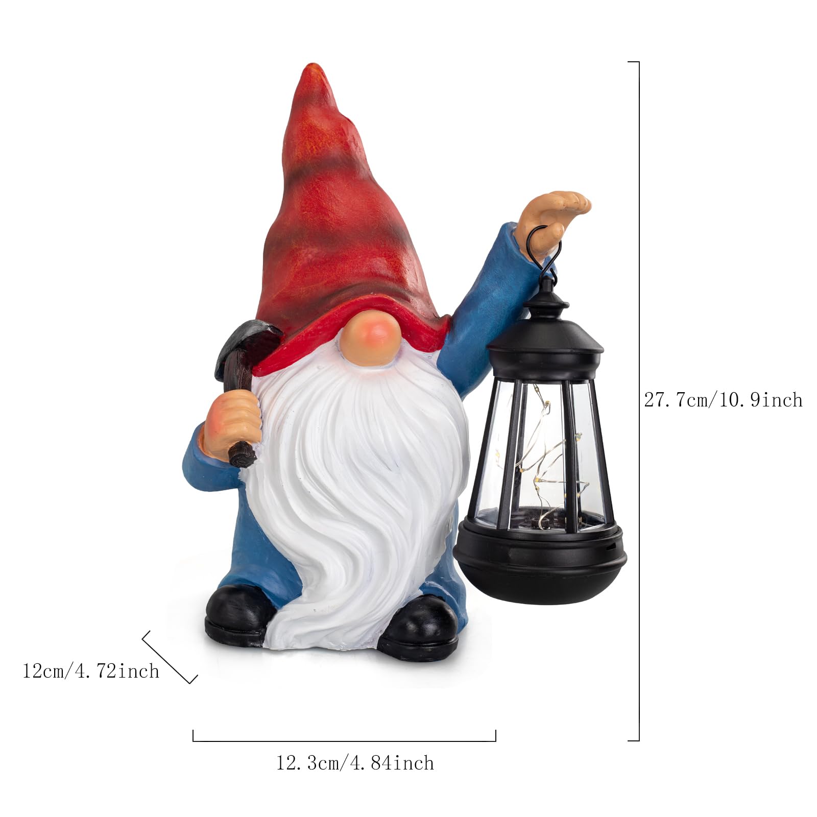 Halp·Ssfm Garden Gnome Statue Solar Light Outdoor Decorations Figurine With Lantern Led Shovel Sculpture Lawn Patio Yard Porch Outside Christmas Housewarming Gifts For Women Mom Grandma