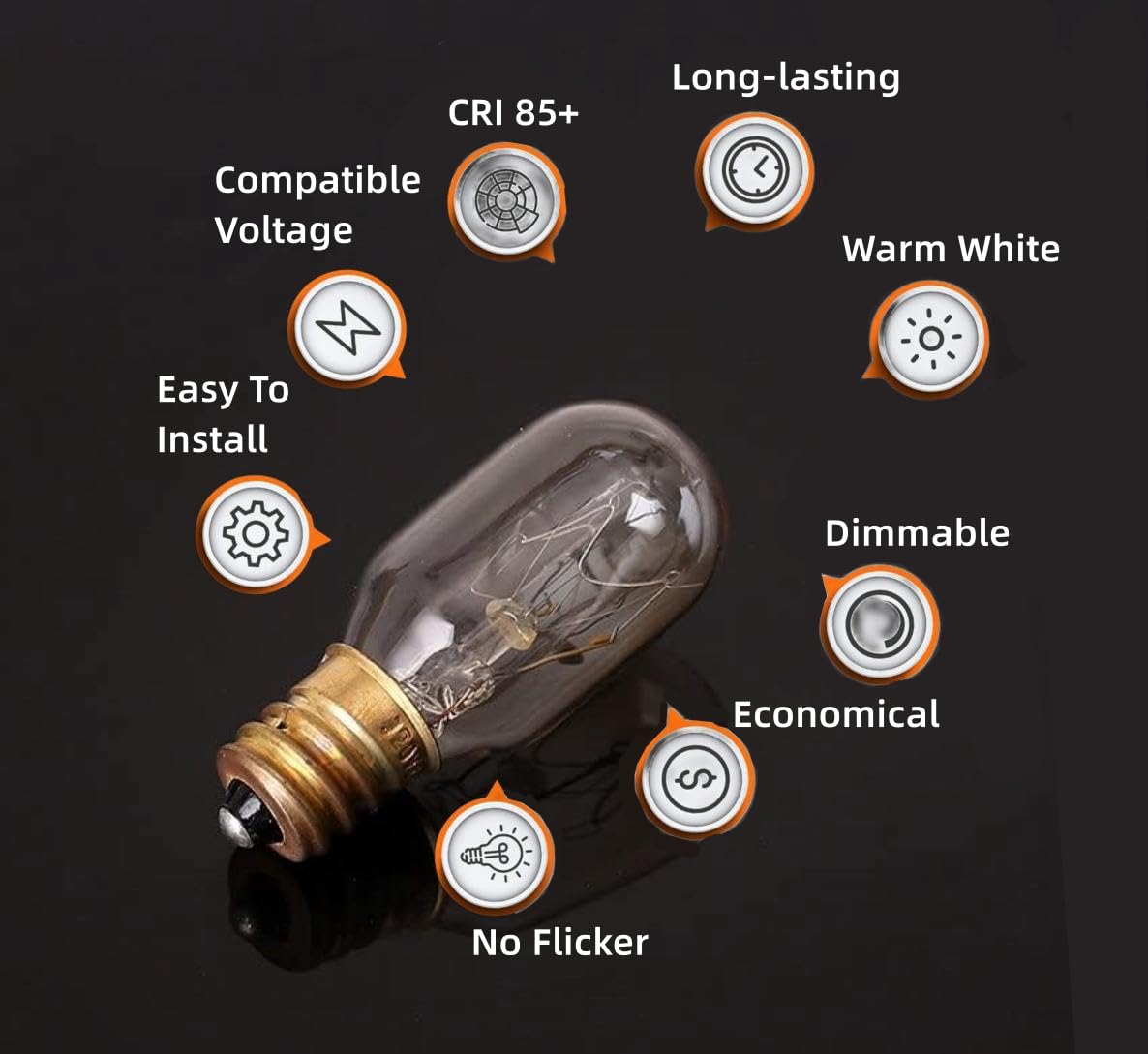 Moflekja Himalayan Salt Lamp Bulbs, T20 25W Original Replacement Long Lasting Incandescent Candelabra Light Bulbs E12 Socket, 12