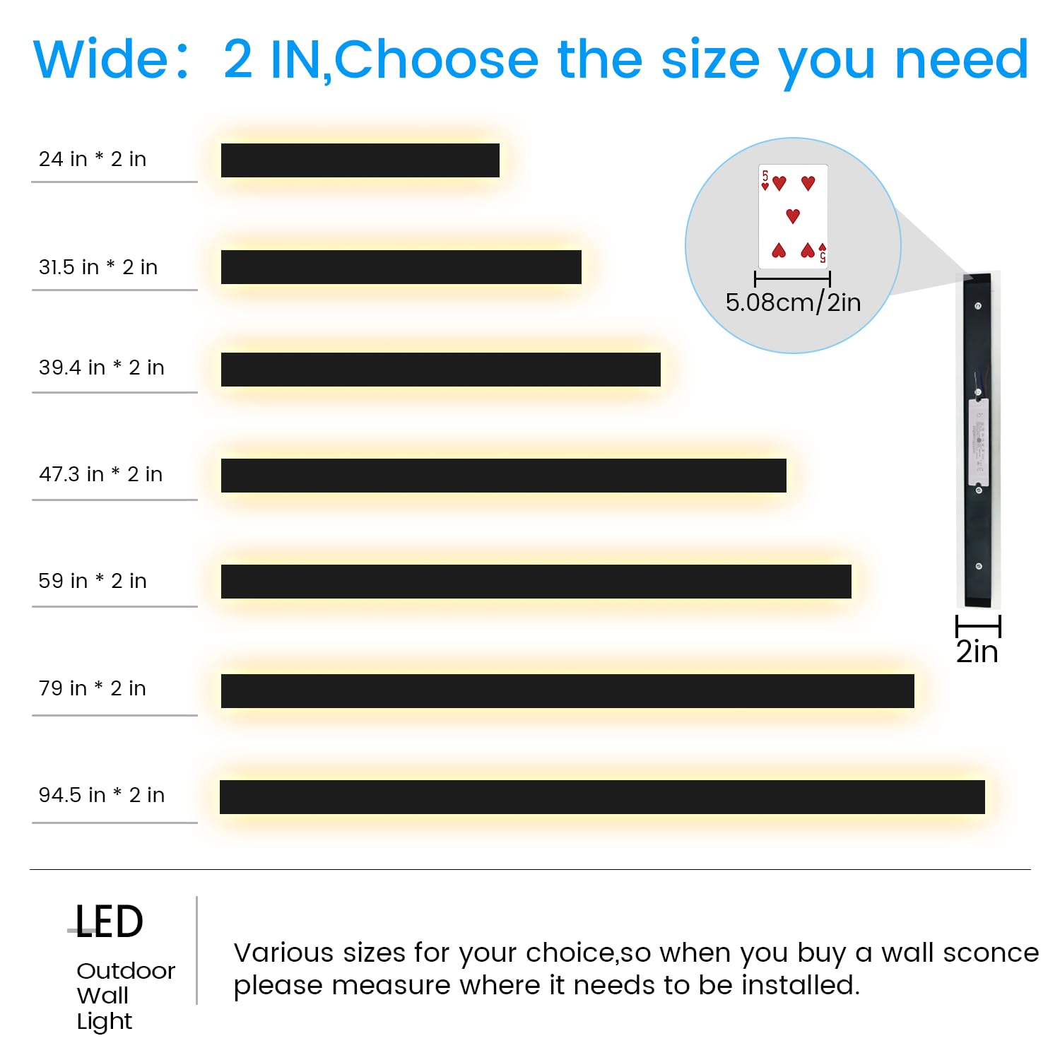 Niuzdu Light Fixture Wall Outdoor - 79Inch Black Exterior Wall Sconces, Outside Garage Exterior Lights, Dimmable Modern Outdoor Wall Mount Lighting For House, Porch, Patio, Front Door, Corridor