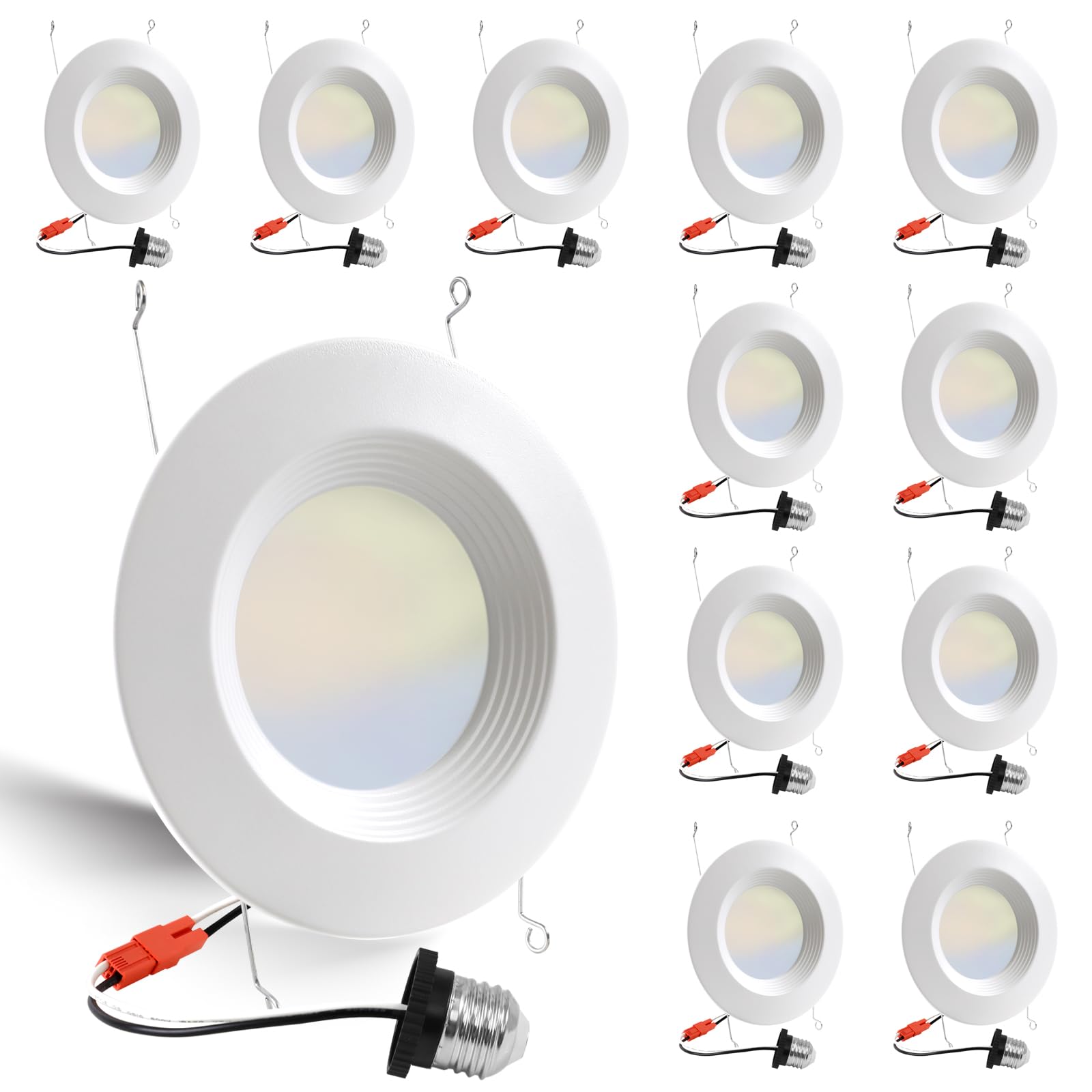 Energetic 12 Pack 5/6 Inch 5CCT LED Recessed Light Retrofit, 2700K/3000K/4000K/5000K/6500K Selectable, Dimmable Can Lights with 