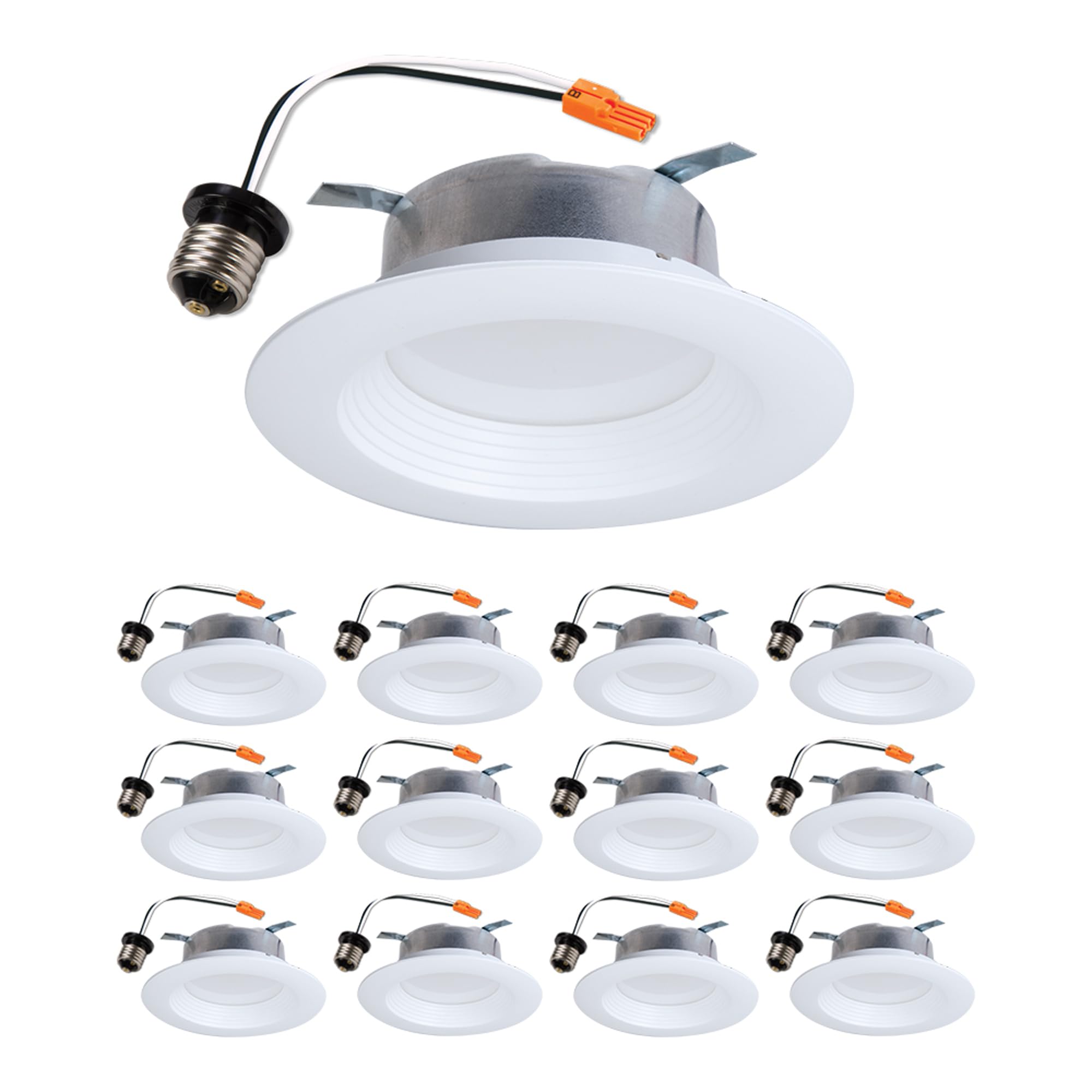 HALO LTE 4 Inch LED Recessed Lighting, 12 Pack, Dimmable, 3000K Bright White, 8W=65W, UL & FCC Certified, White