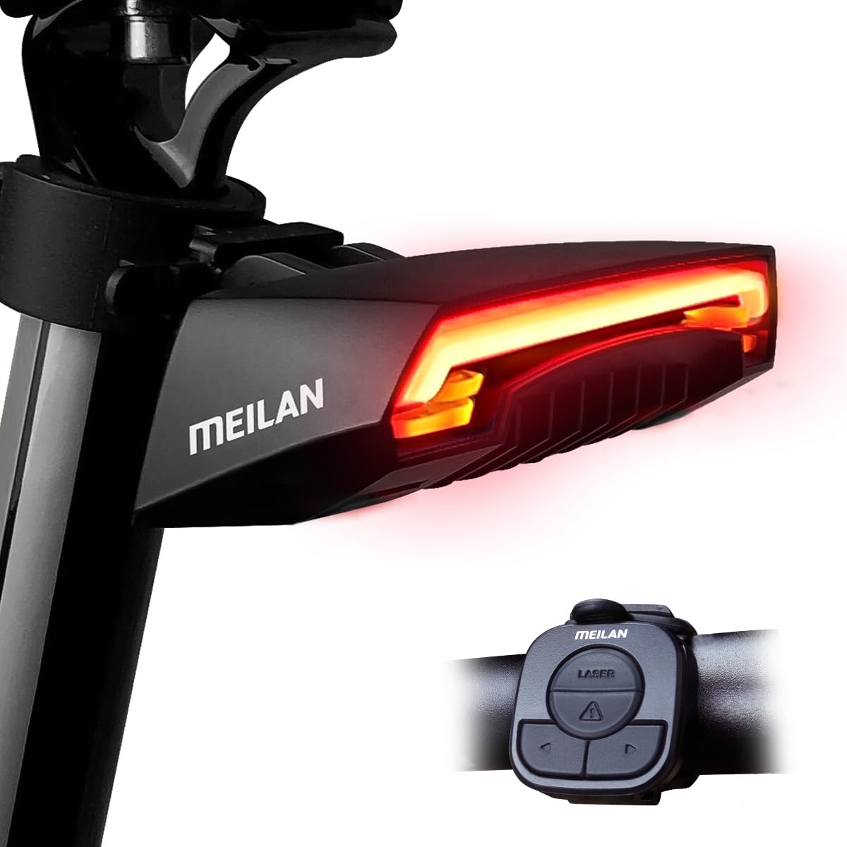 MEILAN X5 Smart Bike Tail Light, Turning Signals Bike Light USB Rechargeable Bicycle Rear Light with Wireless Remote Control Cyc