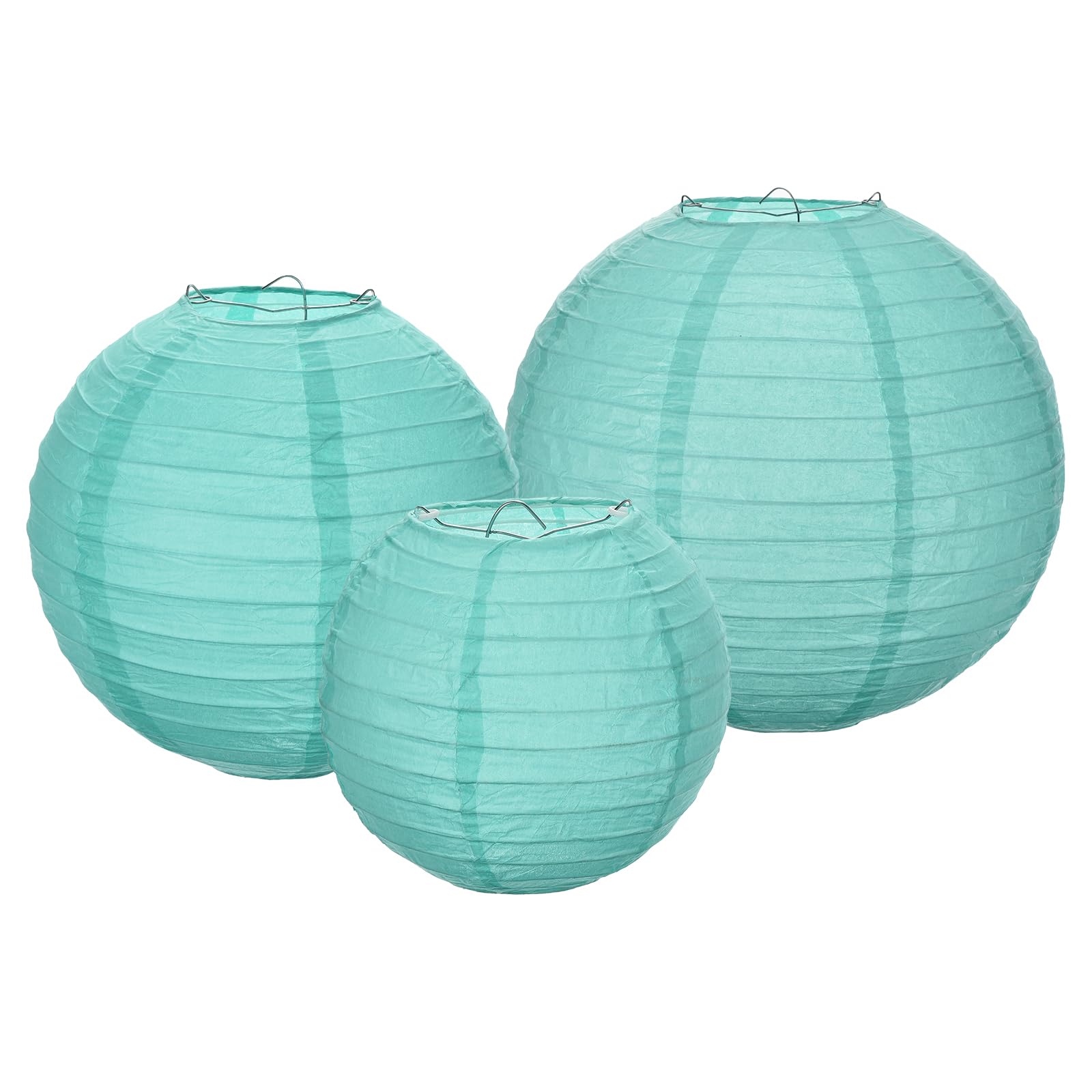 Meccanixity 6Pcs Paper Lanterns Decorative, 6'' 8'' 12'' Blue Round Hanging Lantern Chinese Lanterns For Home Decor, Birthday, W