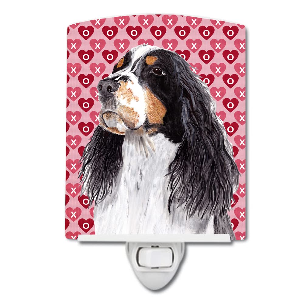 Carolines Treasures Ceramic Night Light, Springer Spaniel Hearts, 6x4x3in, Multicolor, Model SC9277CNL, UL-Certified