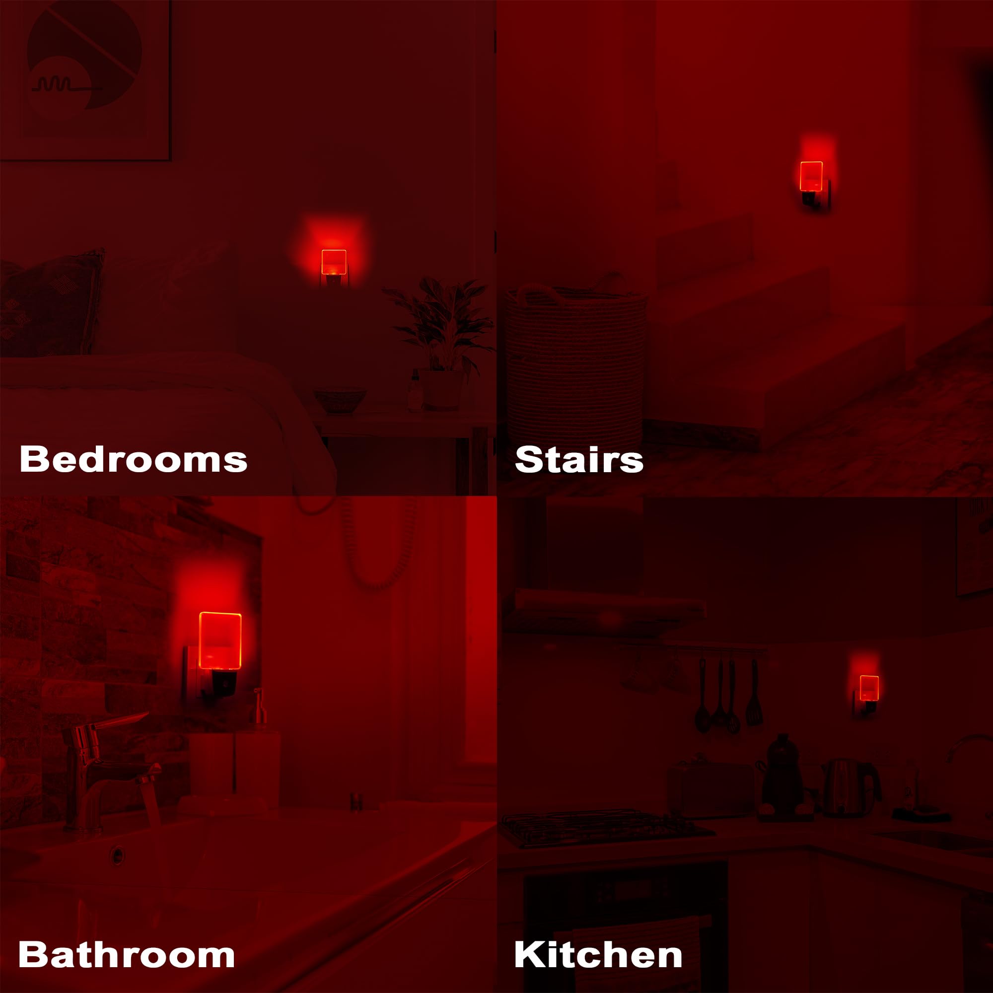 GREENIC 2 Pack Plug-in LED Night Light with Dusk to Dawn Sensor - Red, Model GL-NL-0.5W