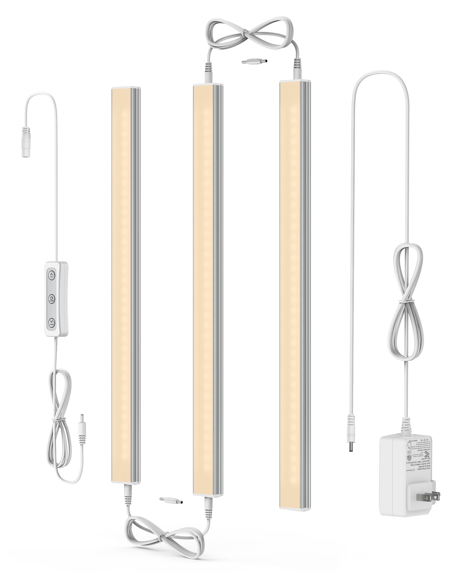 ASOKO Dimmable LED Under Cabinet Lights, 3 Pack, 12in Linkable, Warm White 3000K, Aluminum, Model YQ-CGD-3C