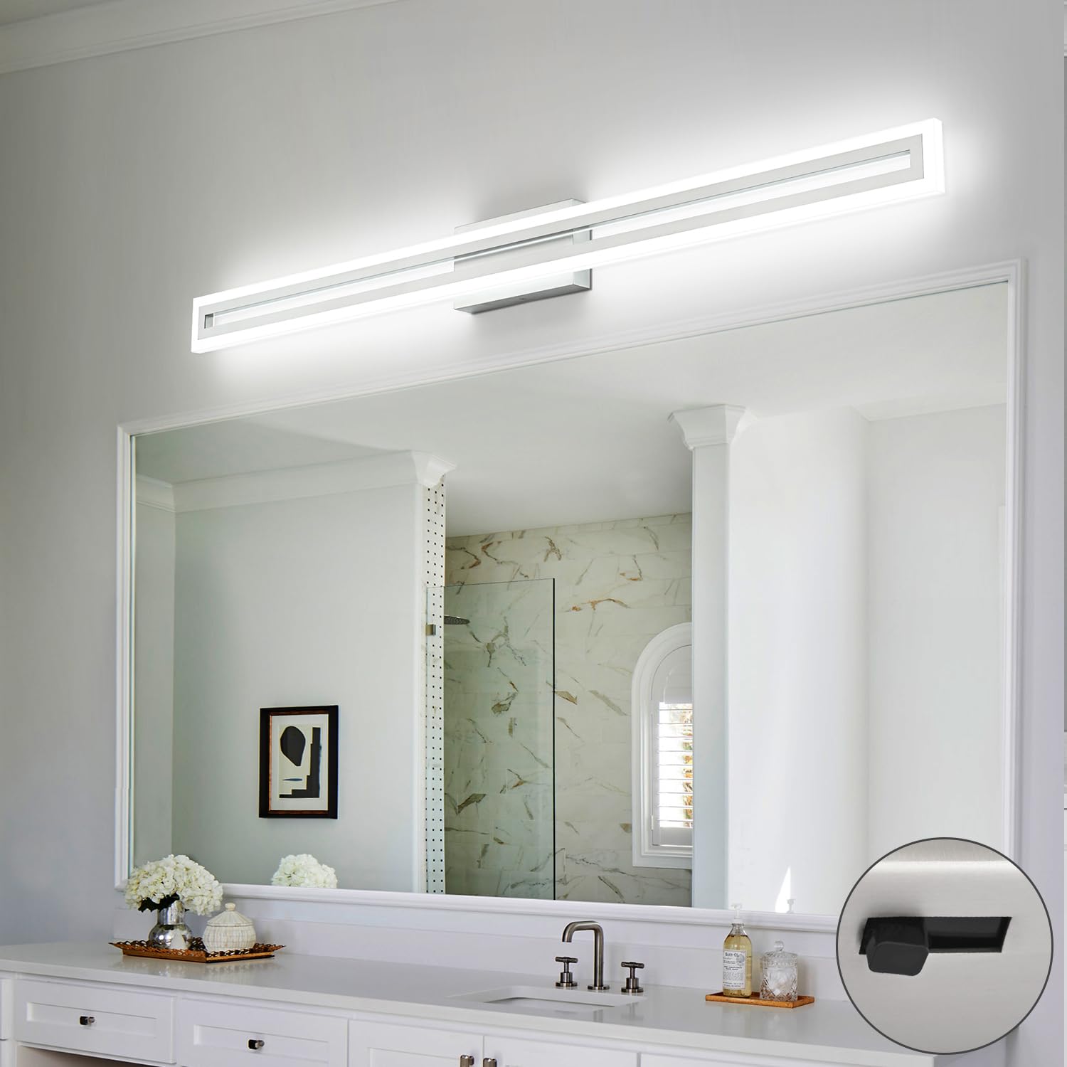 SOLFART Brushed Nickel Vanity Lights 48 Inch 5CCT Adjustable Color & Brightness Aluminum S8300-1220mm