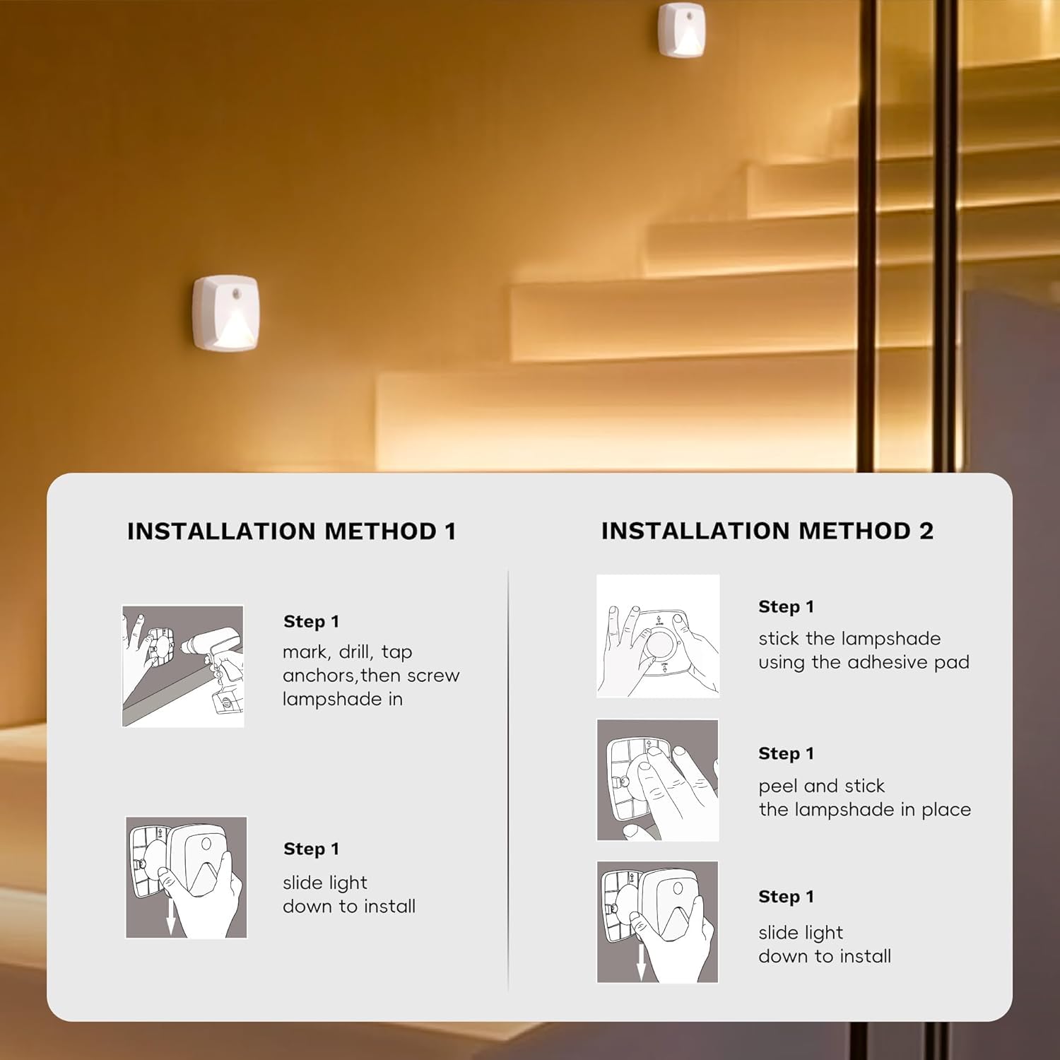 Innofox 10-Pack Stick-On Motion Sensor Lights  Warm White Led Night Light  Stick-Anywhere Stair Lights  Closet Light  Battery Operated Wall Light For Kitchen  Hallway  Bedroom  Bathroom  Stairs