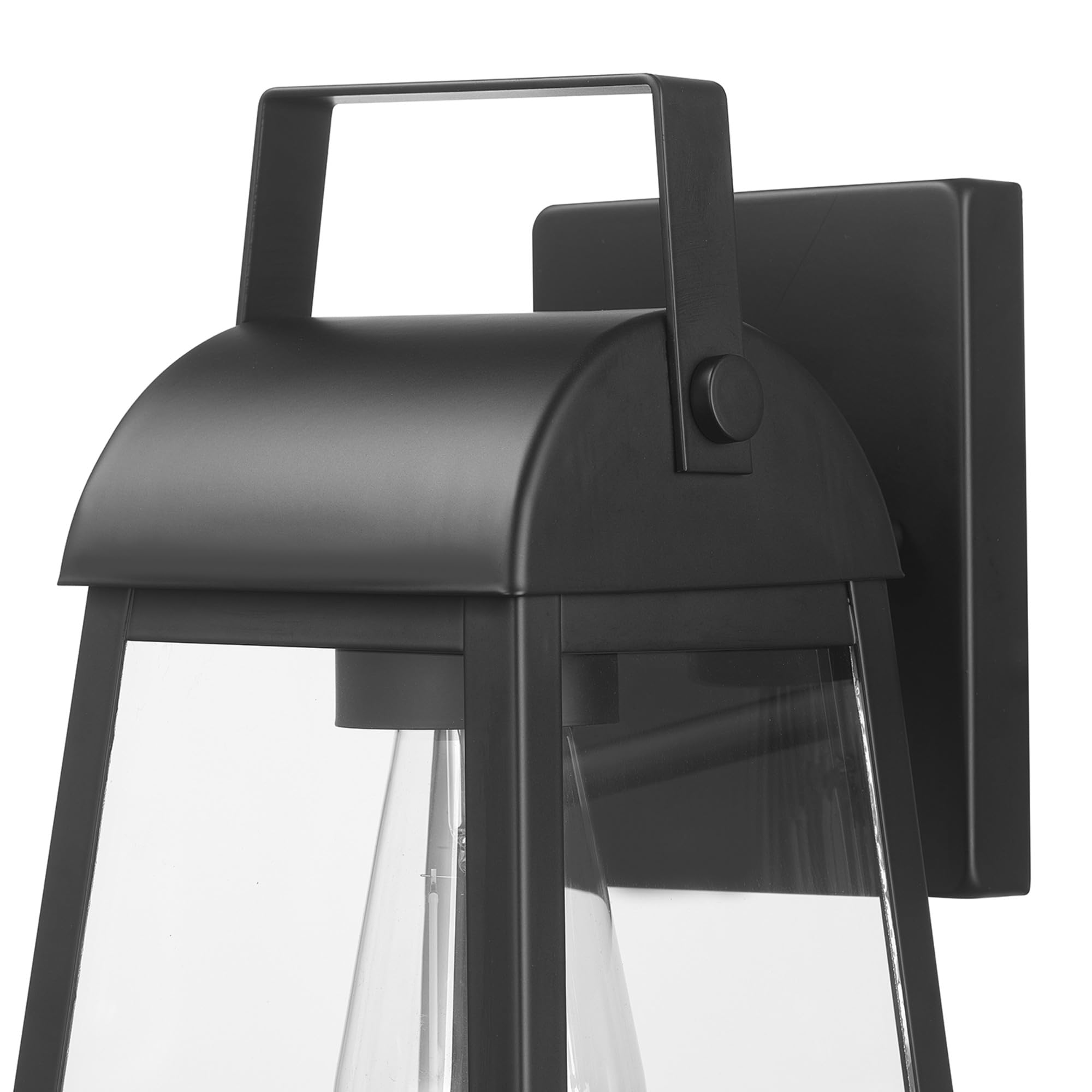 Globe Electric 1-Light Outdoor Wall Sconce, Matte Black, Clear Glass Shade, Model 60000029