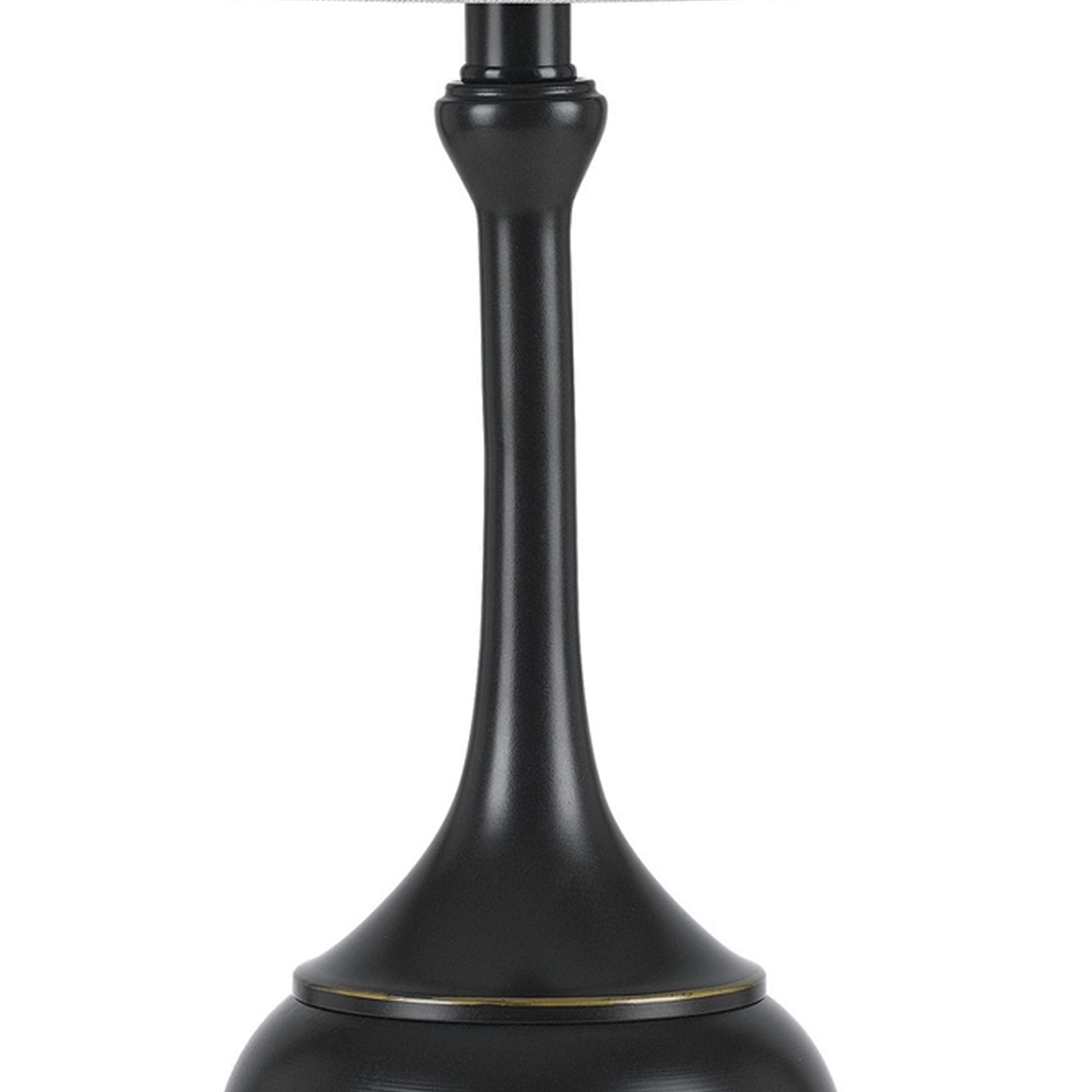 Benzara Metal Accent Lamp, Elongated Bellied Shape, Drum Shade, Black, Model BM224929
